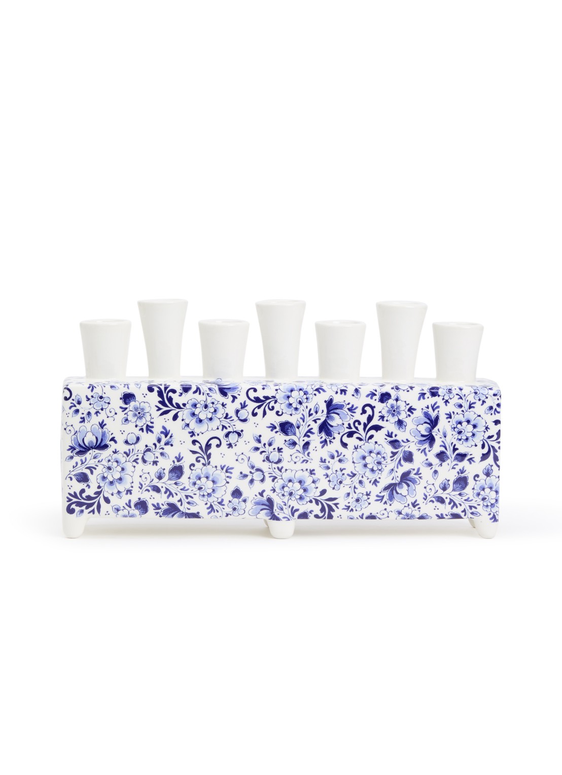 Heinen Delfts Blauw Tulpenvaas 17 cm  - voorkant 2 blauw