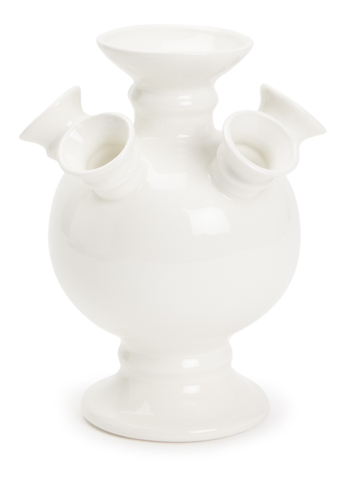 Heinen Delfts Blauw Tulpenvaas 22 cm - voorkant gebroken wit