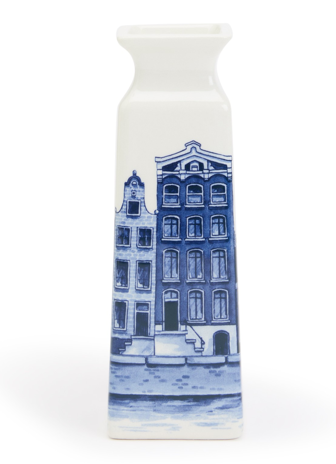 Heinen Delfts Blauw Vaas 15 cm - voorkant blauw