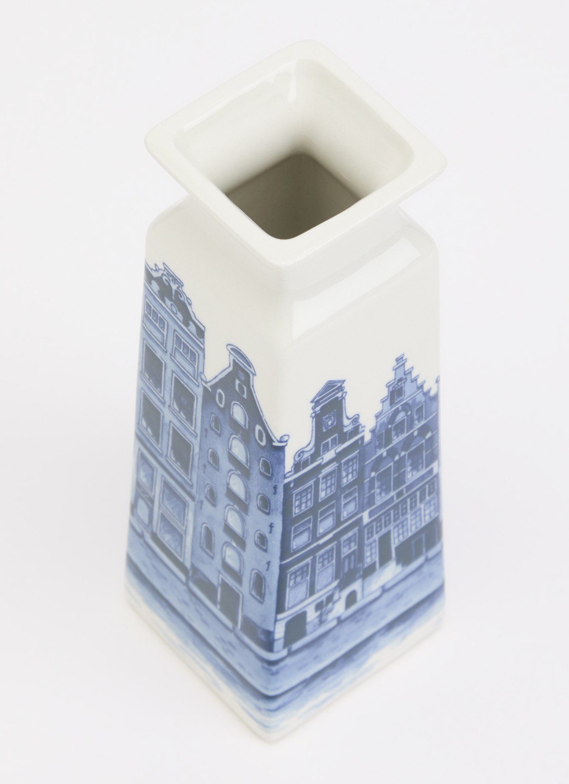 Heinen Delfts Blauw Vaas 15 cm - voorkant 2 blauw