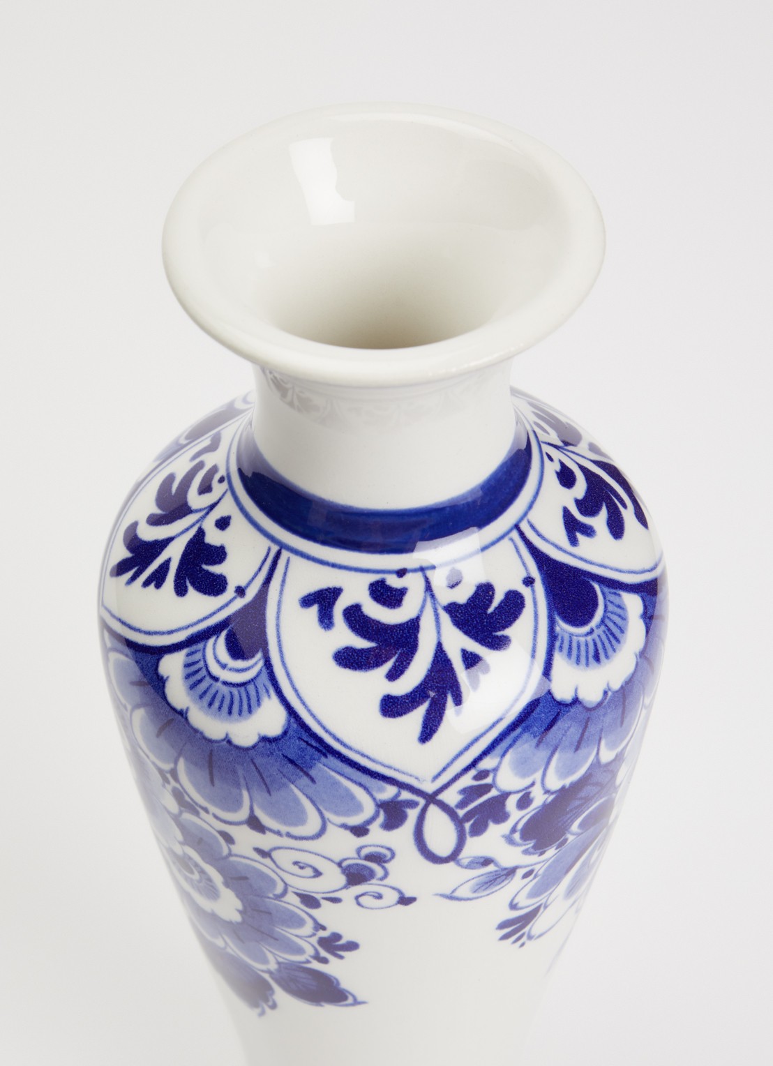 Heinen Delfts Blauw Vaas 20,5 cm - voorkant 2 blauw