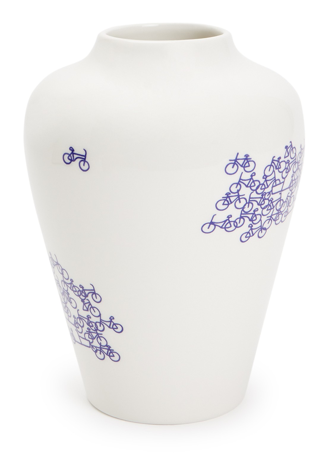 Heinen Delfts Blauw Vaas 21 cm - voorkant gebroken wit