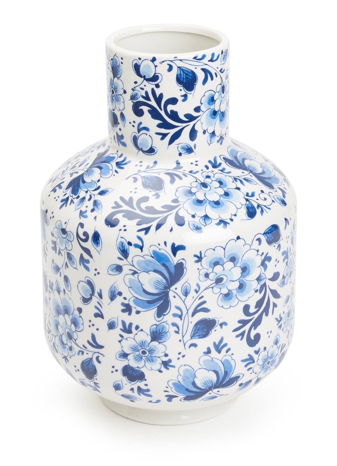 Heinen Delfts Blauw Vaas 35 cm - voorkant blauw