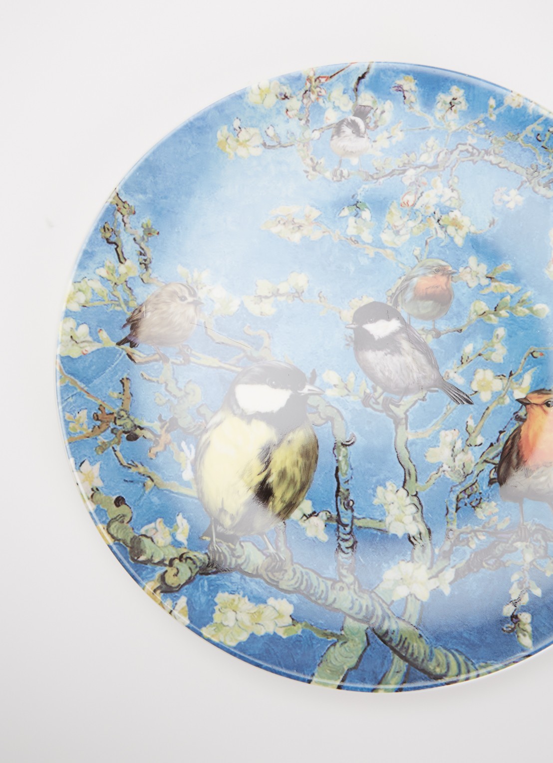 Heinen Delfts Blauw Vogels van Van Gogh wandbord 31 cm - detail 3 blauw