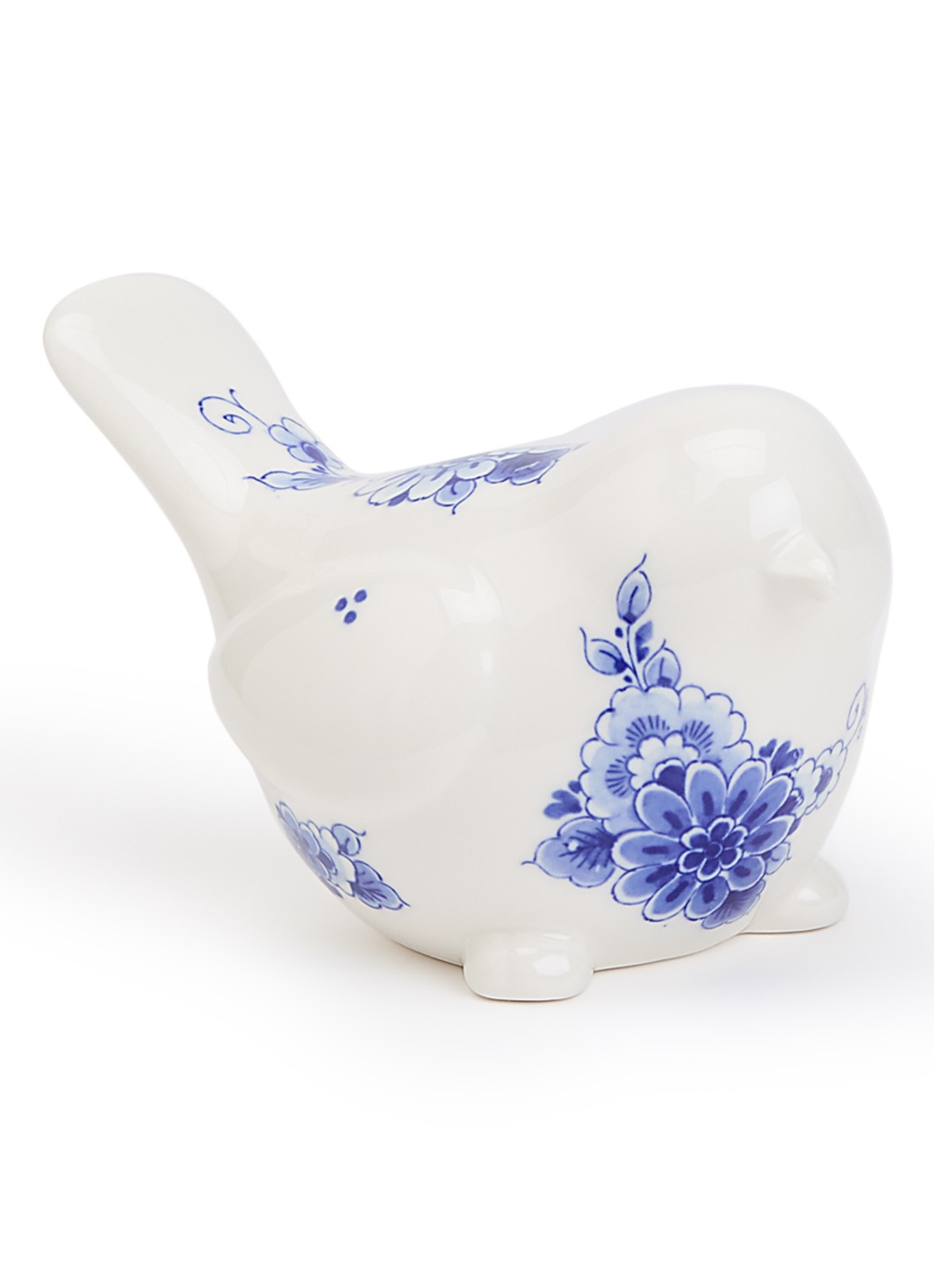 Heinen Delfts Blauw Vogeltje Fladder ornament 14,5 cm - voorkant blauw