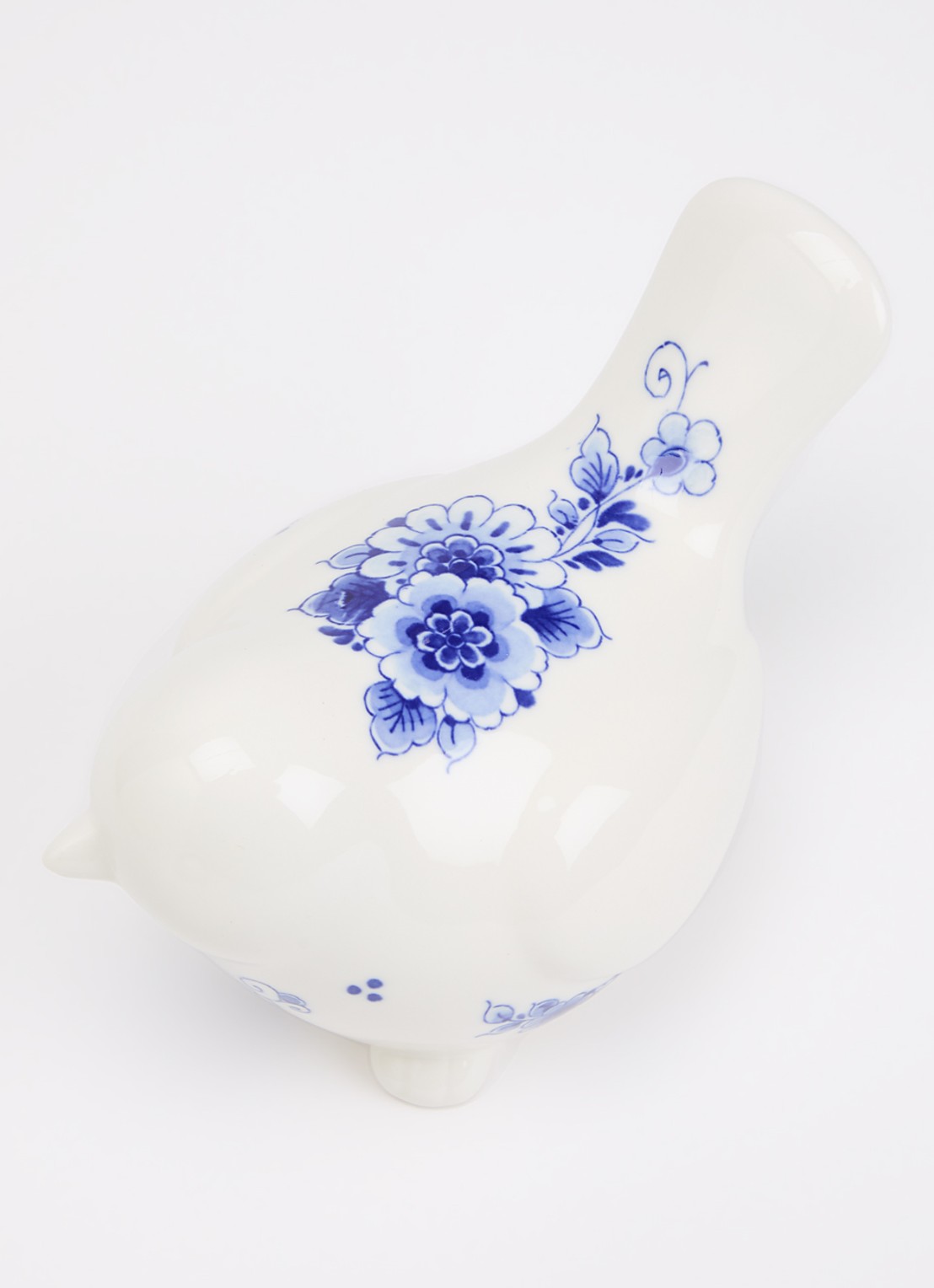 Heinen Delfts Blauw Vogeltje Fladder ornament 14,5 cm - voorkant 2 blauw