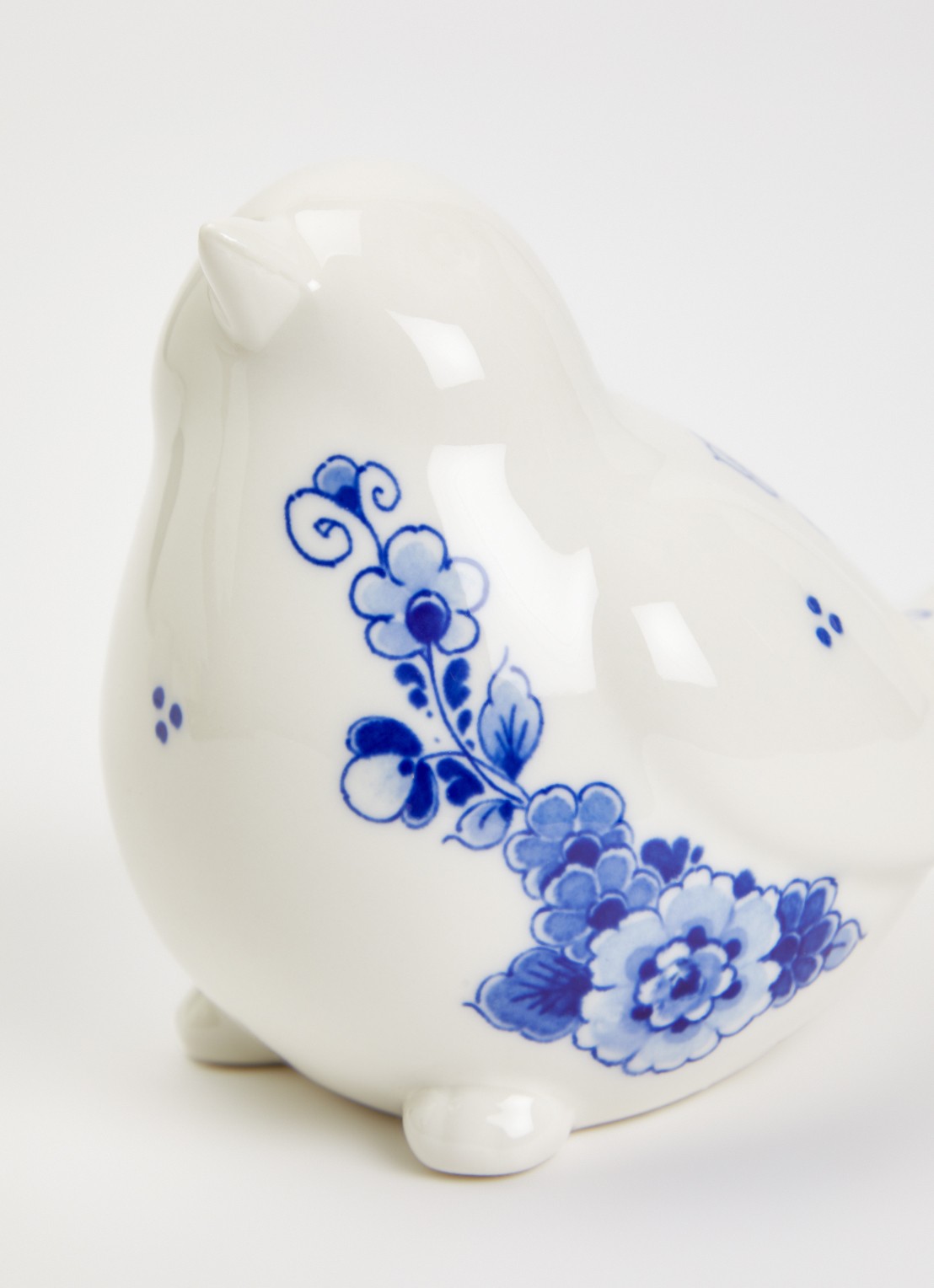 Heinen Delfts Blauw Vogeltje Twiet ornament 15,5 cm - voorkant 2 blauw