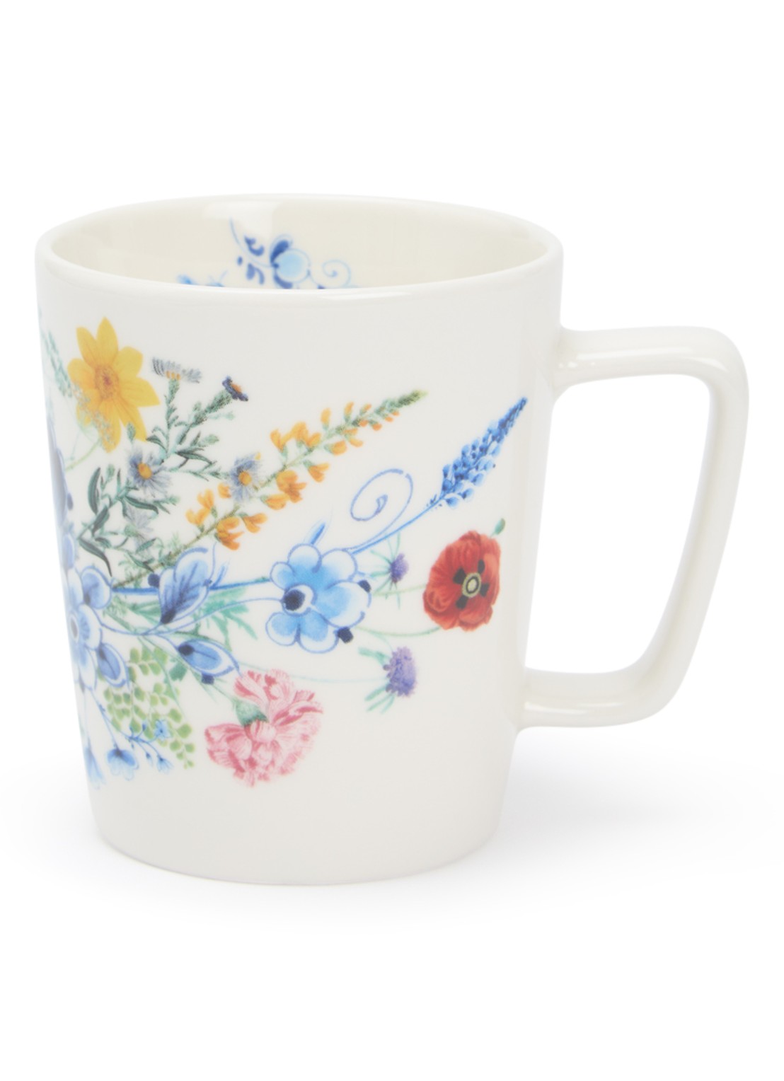 Heinen Delfts Blauw Wildbloemen kopje 15,5 cl - voorkant wit
