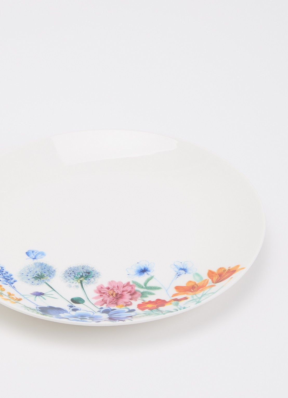 Heinen Delfts Blauw Wildbloemen ontbijtbord 20 cm - detail wit
