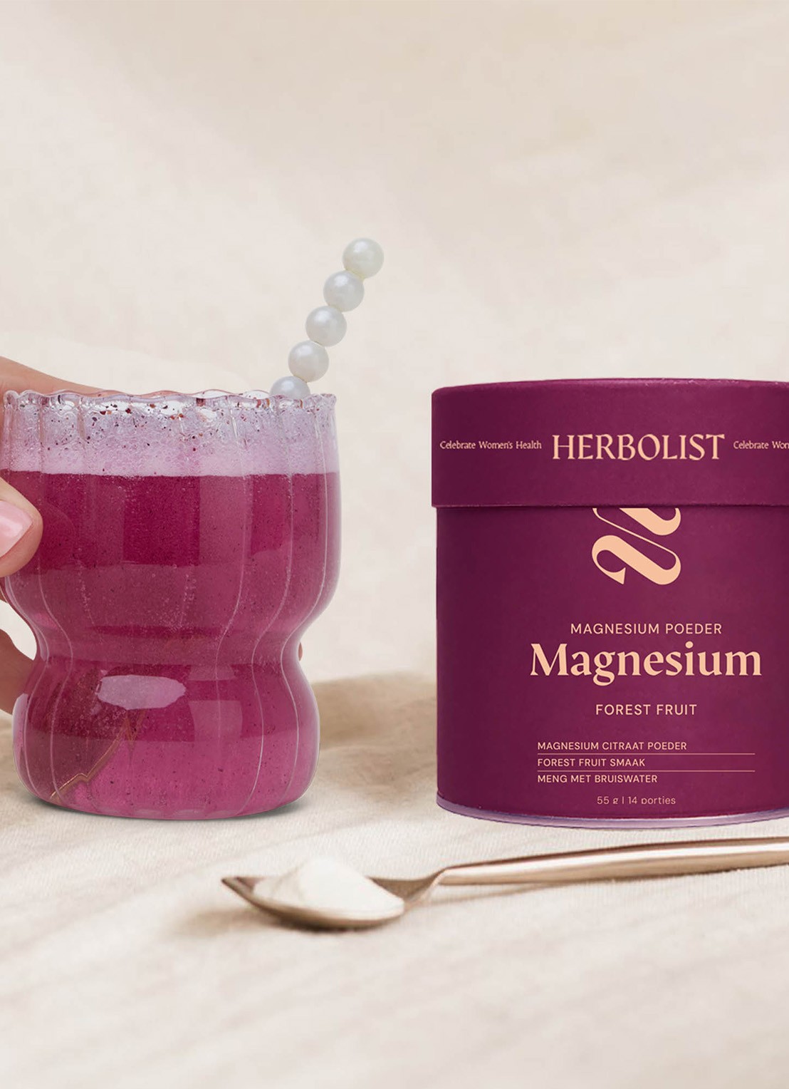 Herbolist Herbolist Magnesium poeder - Forest fruit 55 gram - voorkant 2 undefined