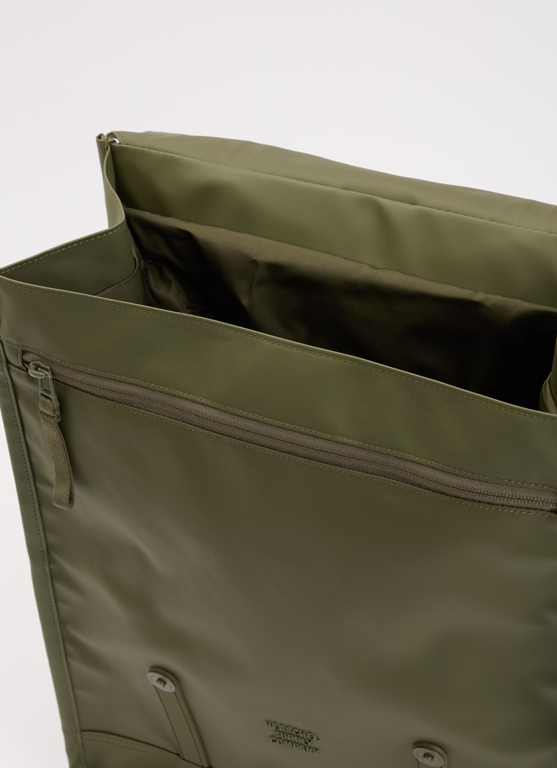 Herschel Supply Survey rugzak met 16 inch laptopvak en waterafstotende coating - detail legergroen