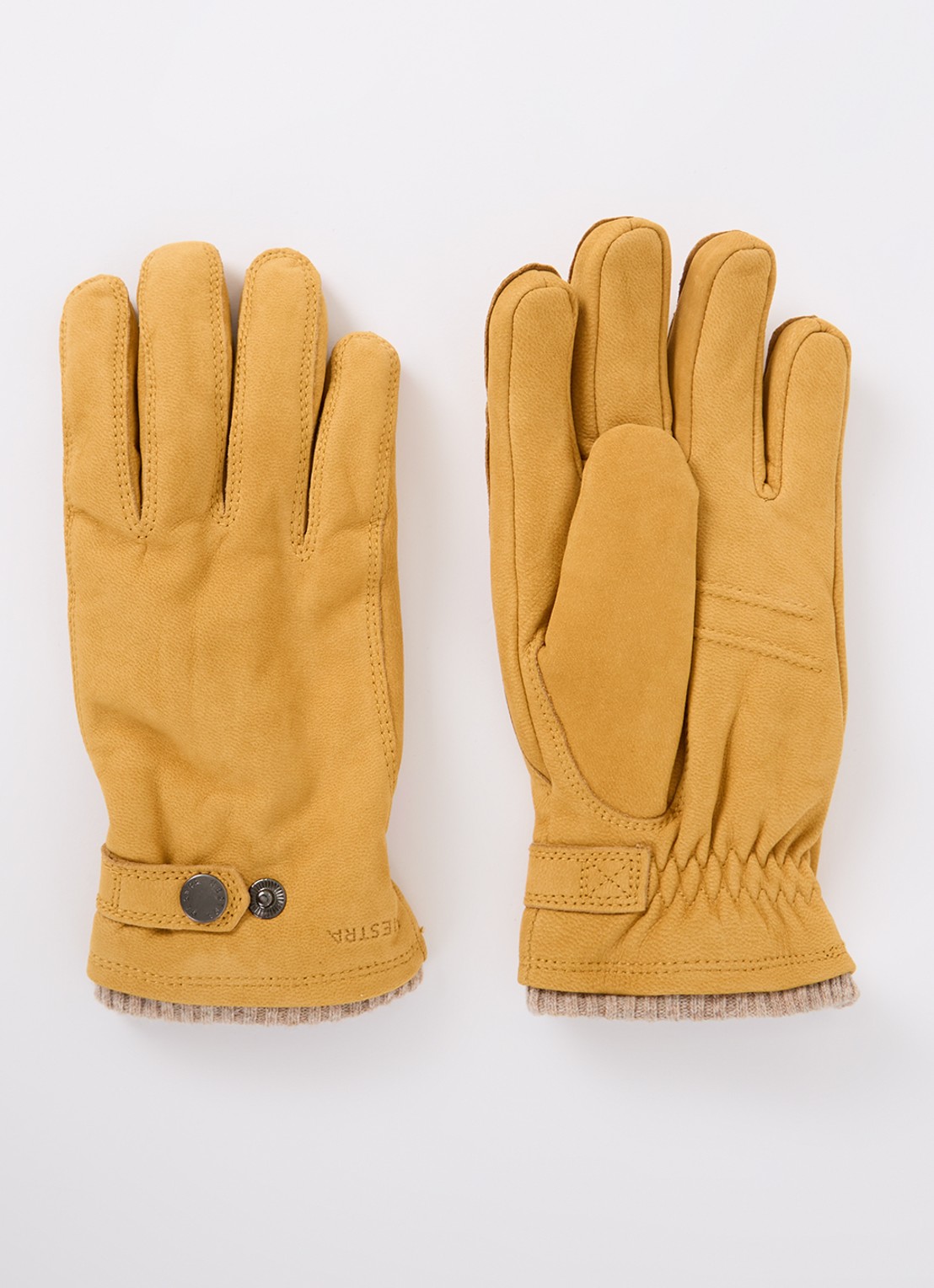 Hestra Bergvik handschoenen van geitenleer - voorkant okergeel