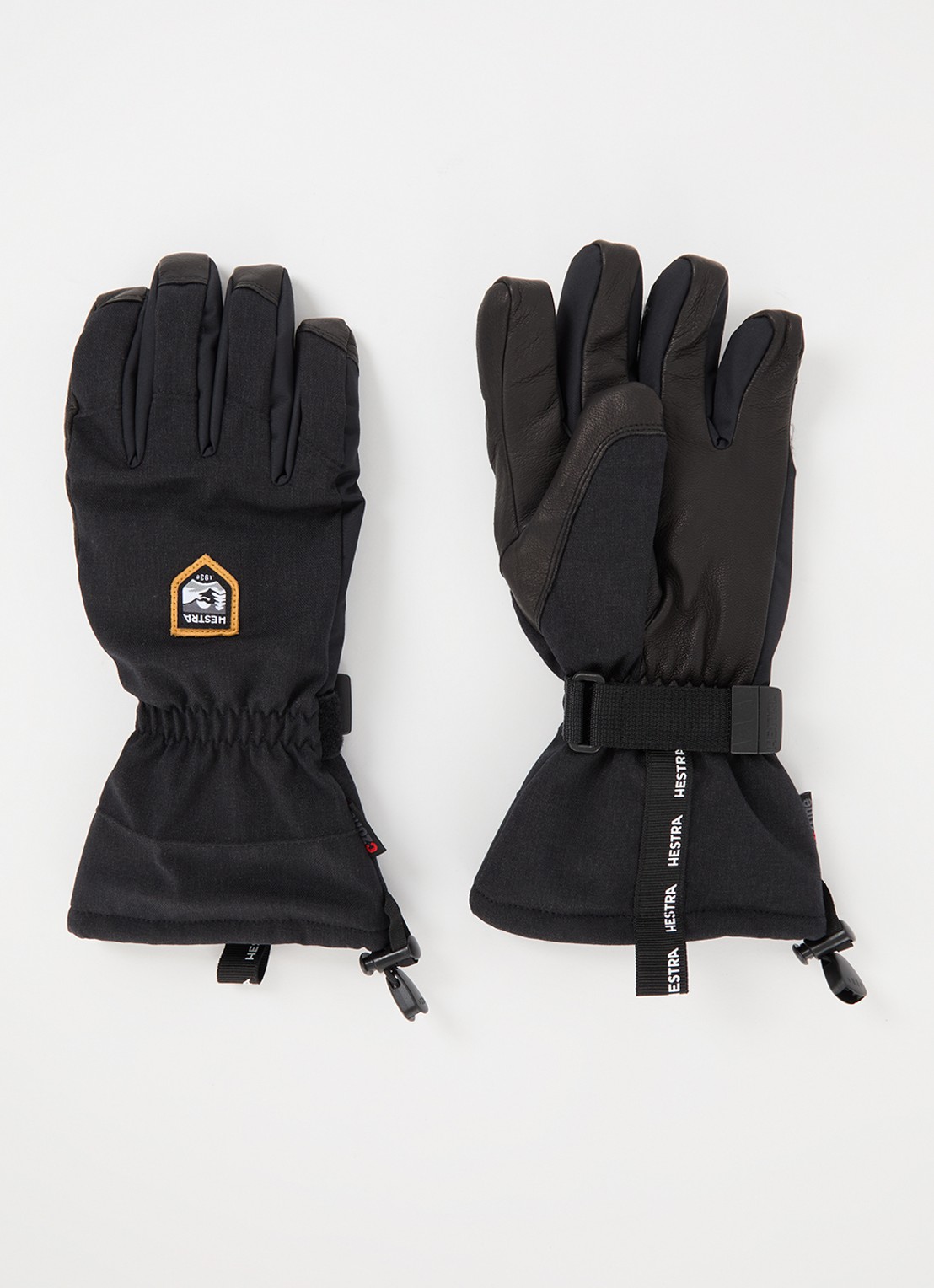 Hestra C-Zone Mountain handschoenen met geitenleren details - voorkant zwart
