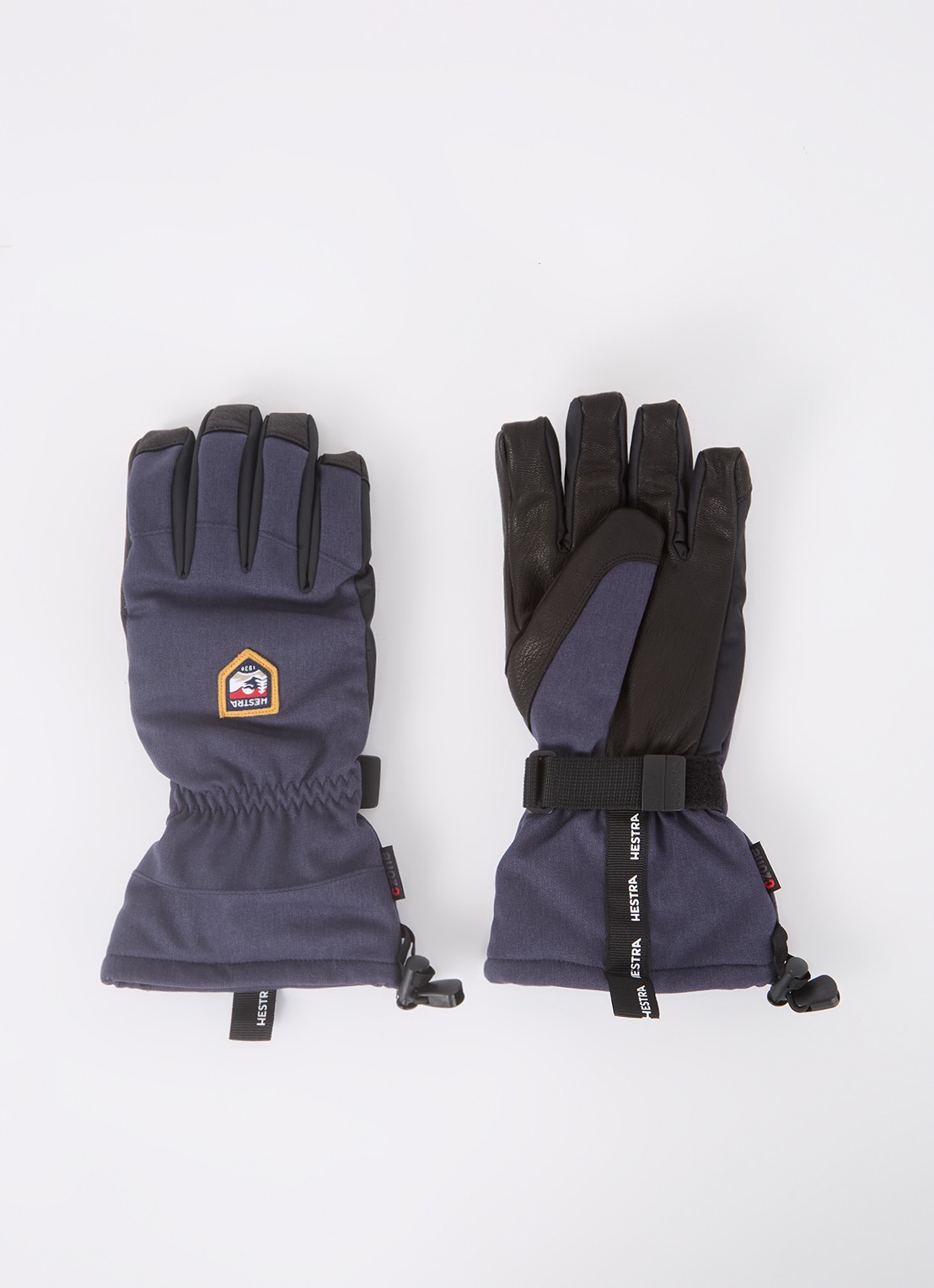 Hestra C-Zone Mountain handschoenen met geitenleren details - voorkant donkerblauw