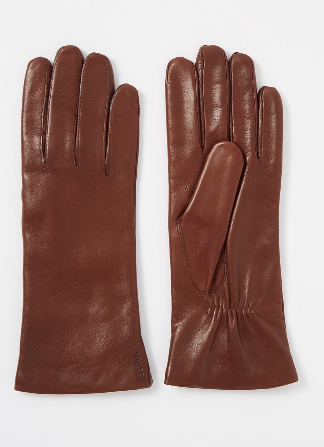 Hestra Elisabeth handschoenen van lamsleer - voorkant donkerbruin