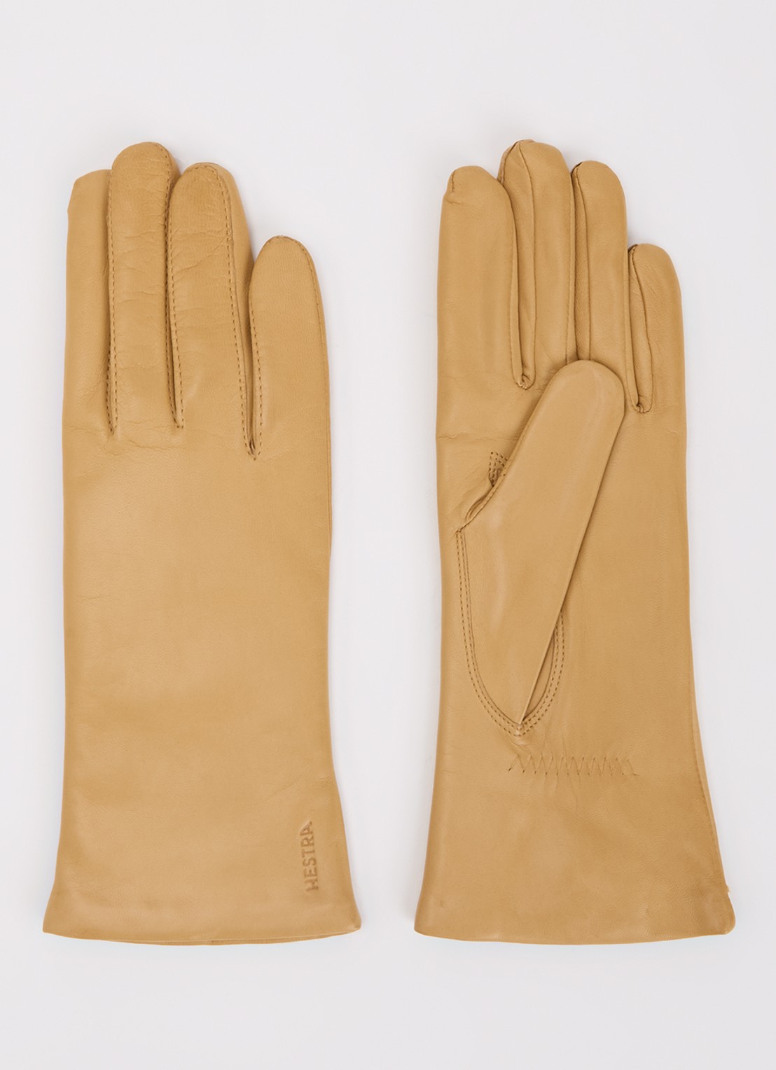 Hestra Elisabeth handschoenen van lamsleer - voorkant camel