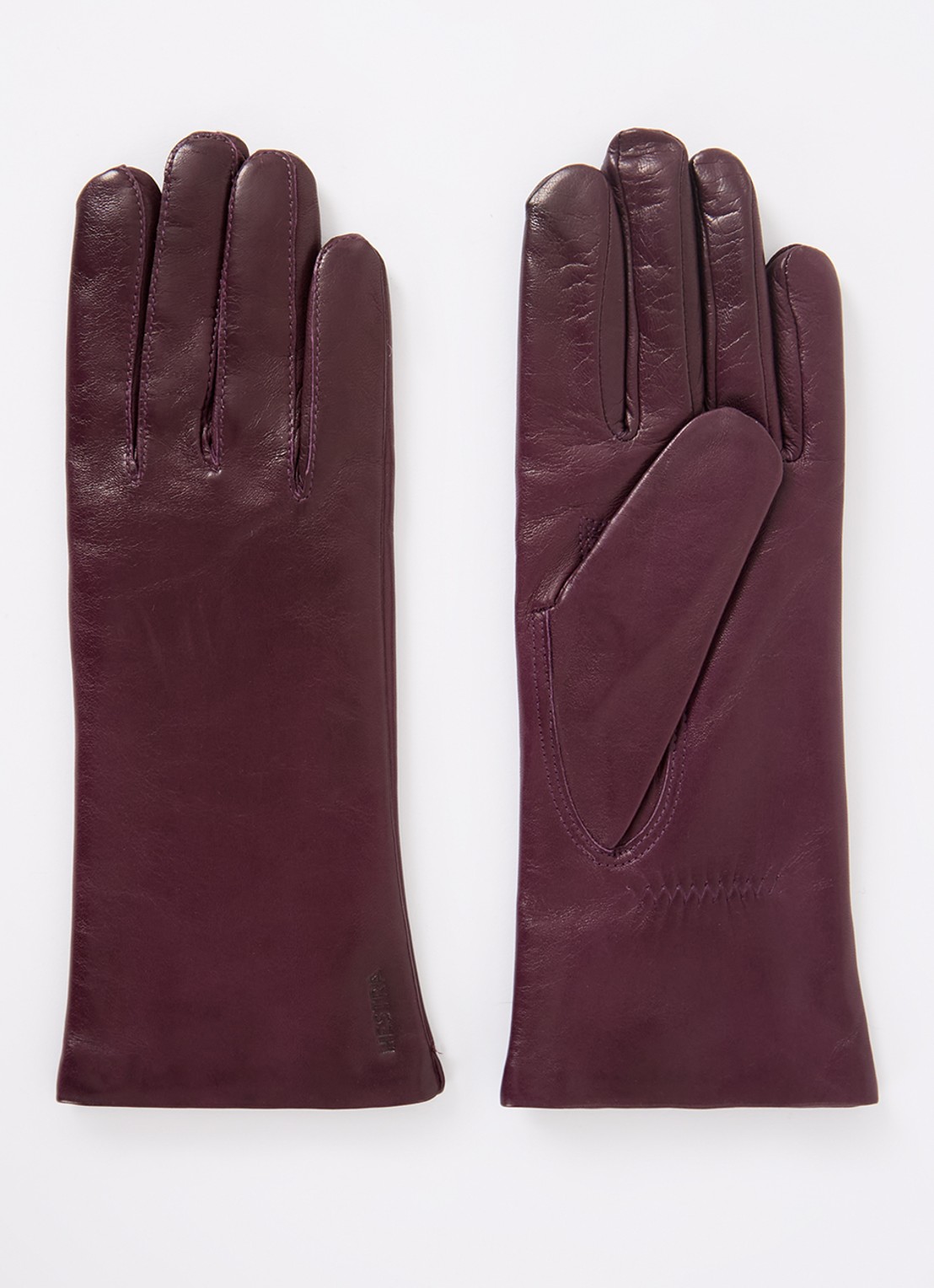 Hestra Elisabeth handschoenen van leer - voorkant aubergine