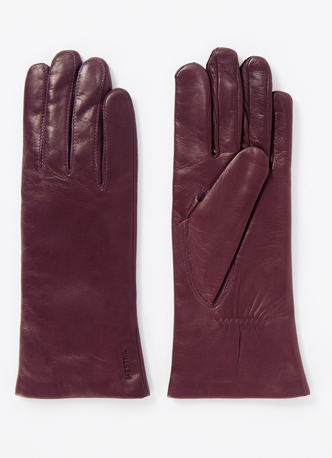 Hestra Elisabeth handschoenen van schapenleer - voorkant aubergine