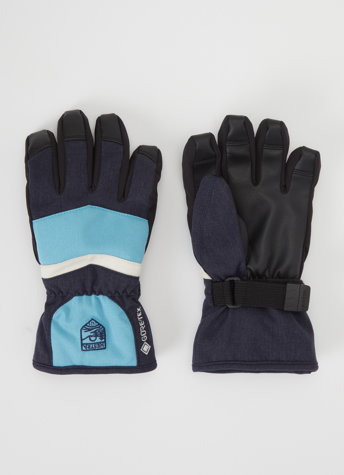 Hestra Gore-Tex Atlas Jr handschoenen met logo - voorkant donkerblauw