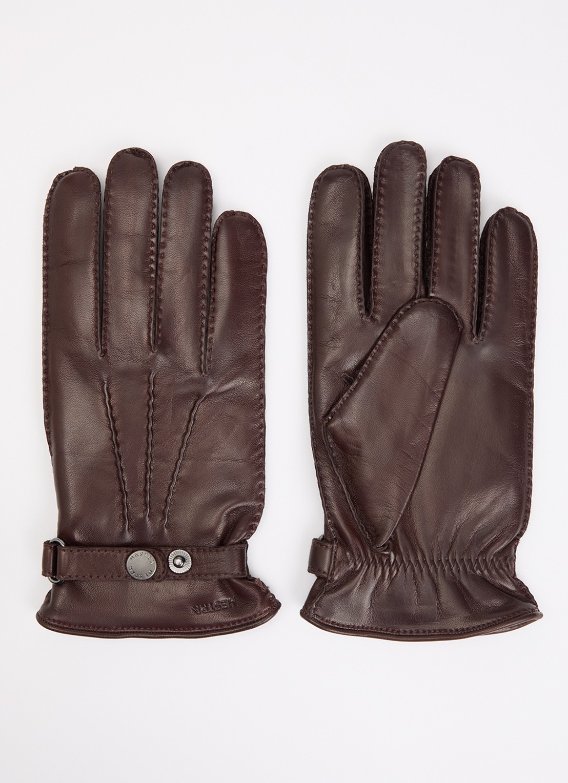 Hestra Jake handschoenen van schapenleer - voorkant donkerbruin