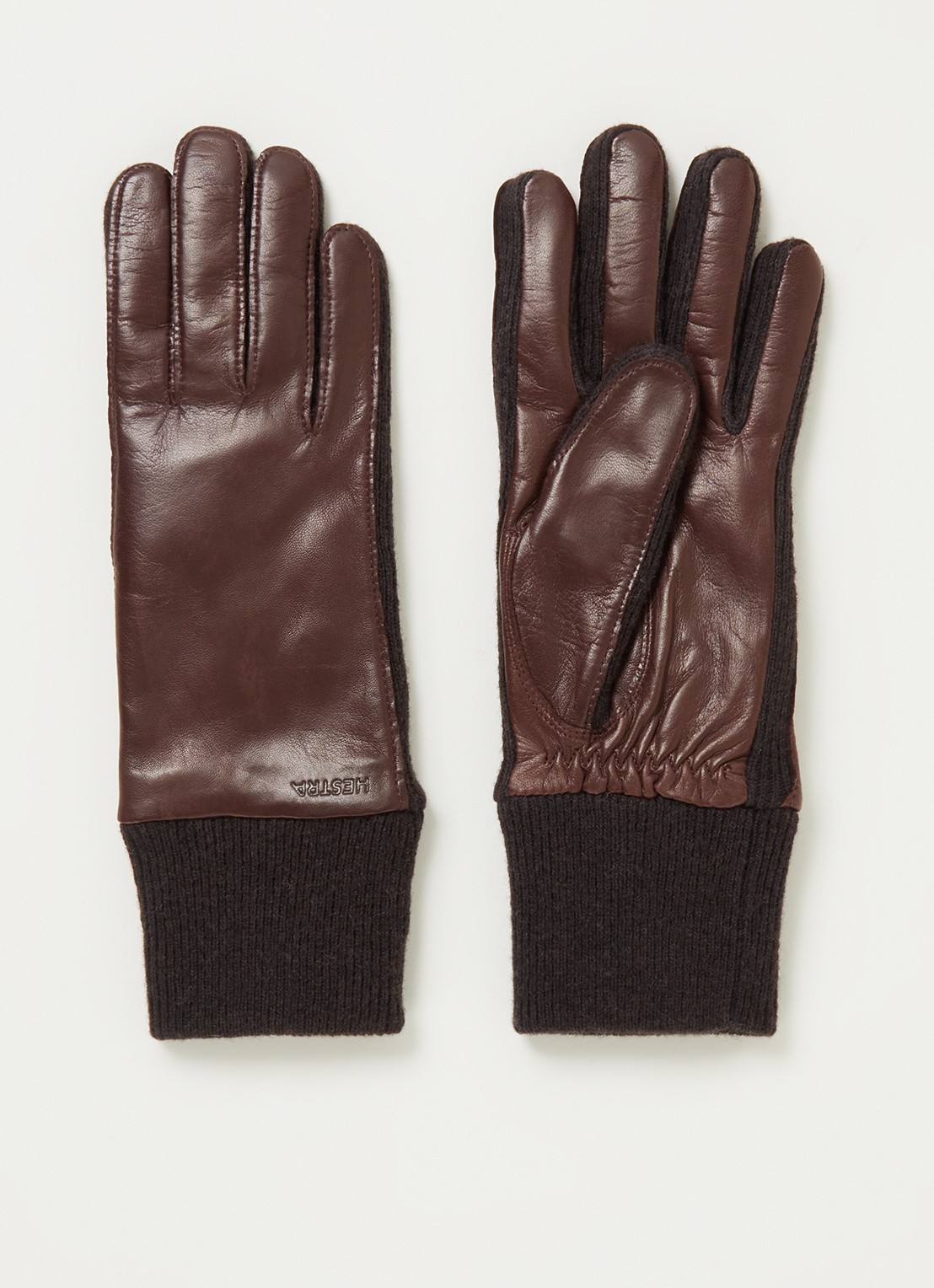 Hestra Jeanne handschoenen met lamsleren details - voorkant kastanjebruin