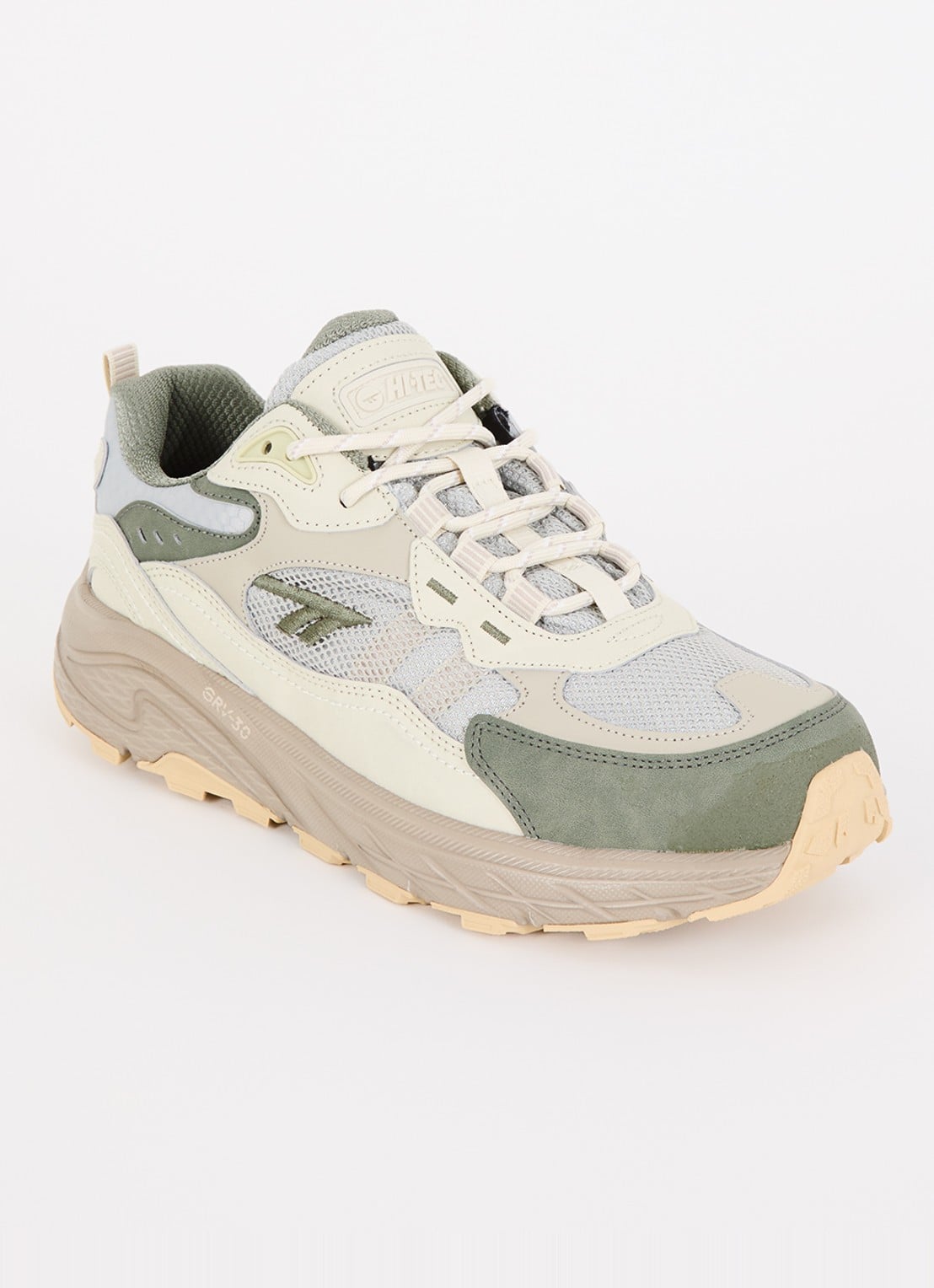 Hi-Tec Eastend WP GRV-30 sneaker met mesh details - voorkant olijfgroen