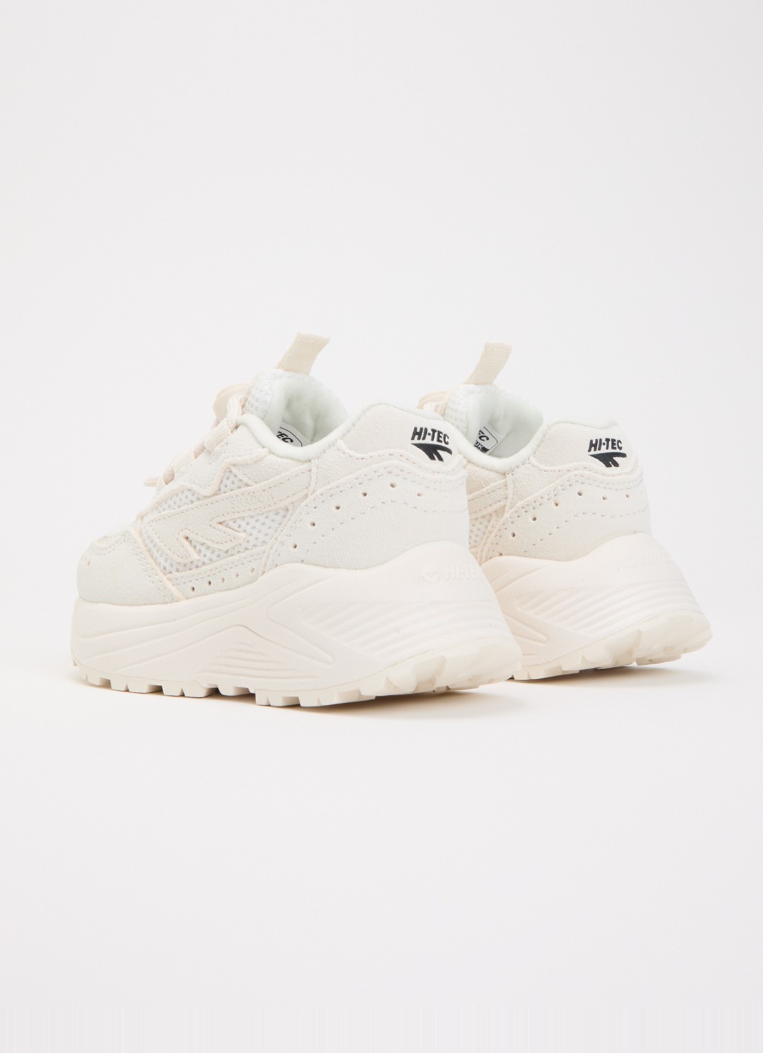 Hi-Tec HTS Kids Shadow Lace sneaker van suède met details van mesh - achterkant creme