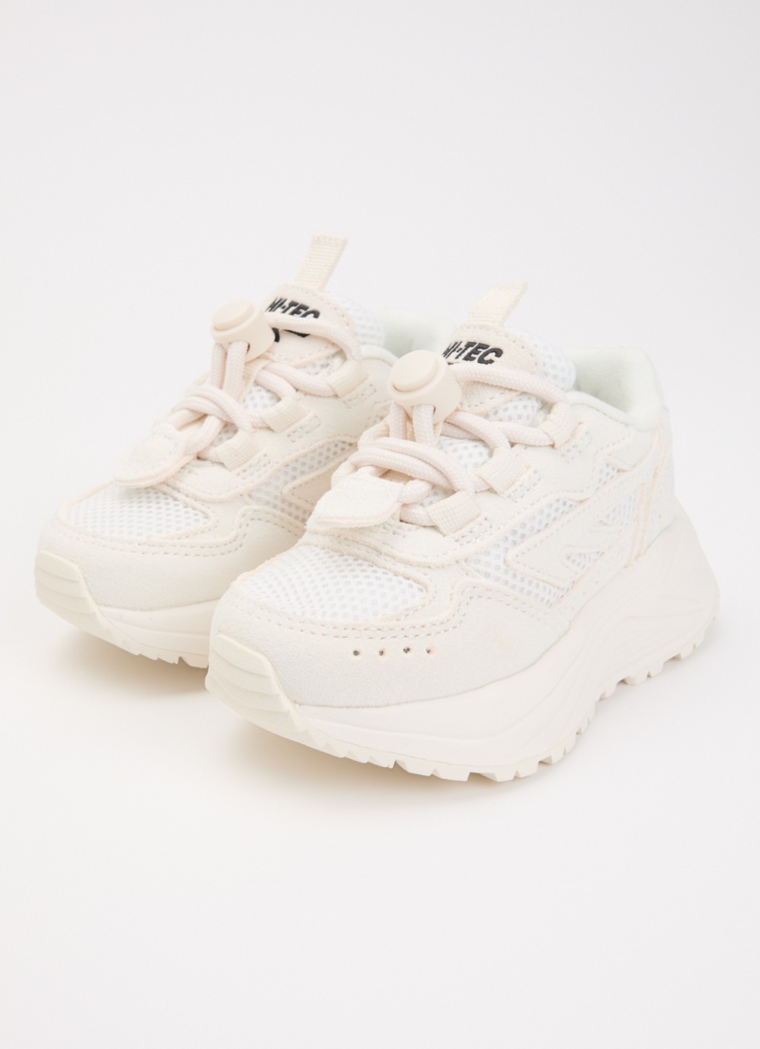 Hi-Tec HTS Kids Shadow Lace sneaker van suède met details van mesh - voorkant 4 creme