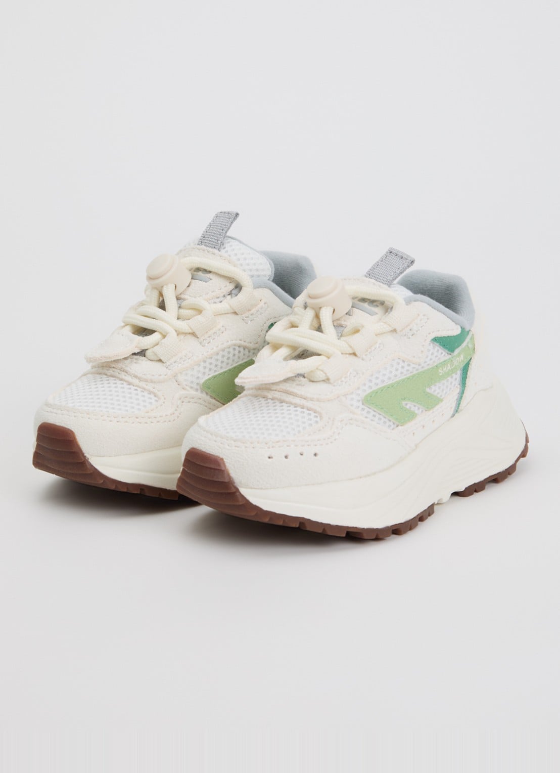 Hi-Tec HTS Kids Shadow Lace sneaker van suède met details van mesh - voorkant 2 creme
