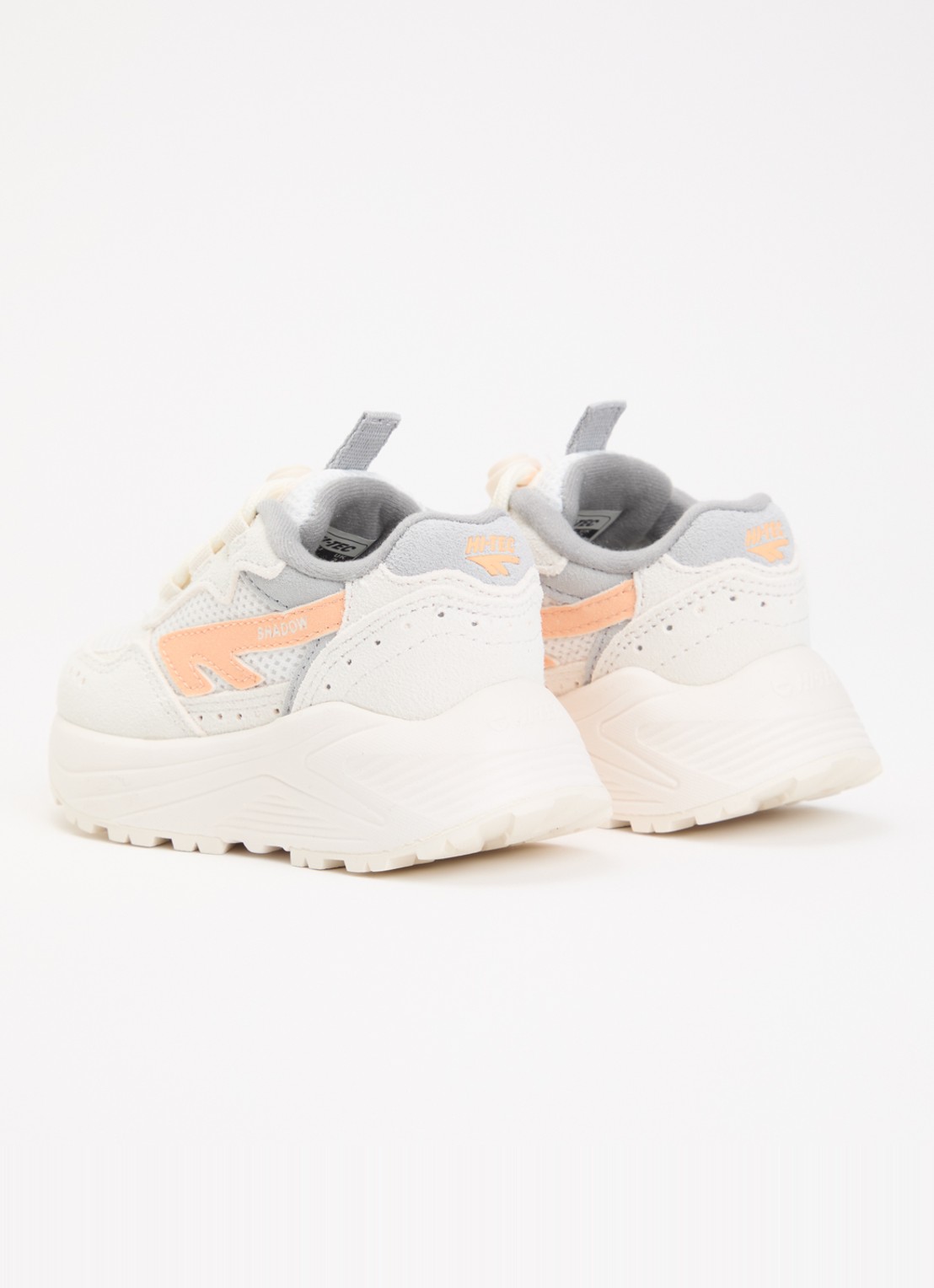 Hi-Tec HTS Kids Shadow Lace sneaker van suède met details van mesh - achterkant creme