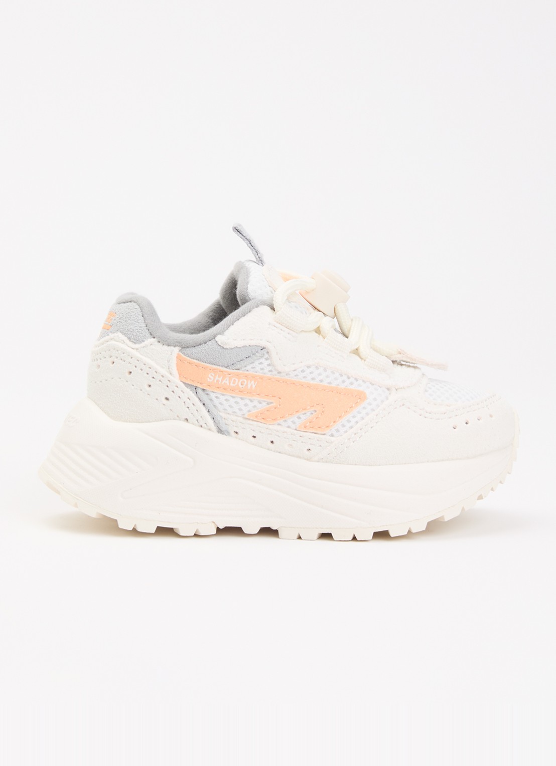 Hi-Tec HTS Kids Shadow Lace sneaker van suède met details van mesh - voorkant 5 creme