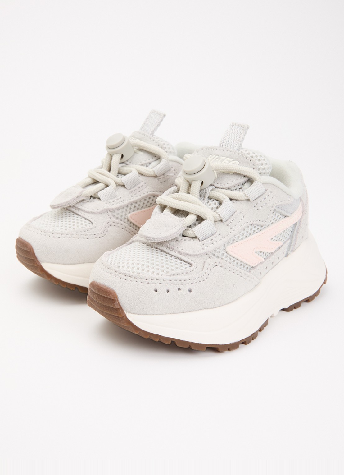 Hi-Tec HTS Kids Shadow Lace sneaker van suède met details van mesh - voorkant 2 lichtgrijs