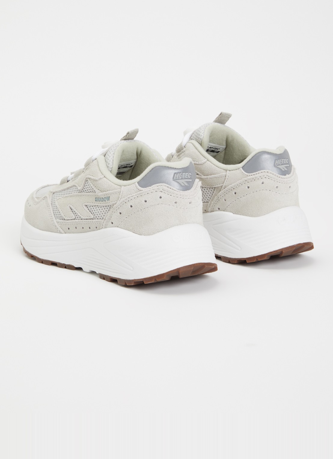Hi-Tec HTS Kids Shadow Lace sneaker van suède met mesh details - achterkant zilver