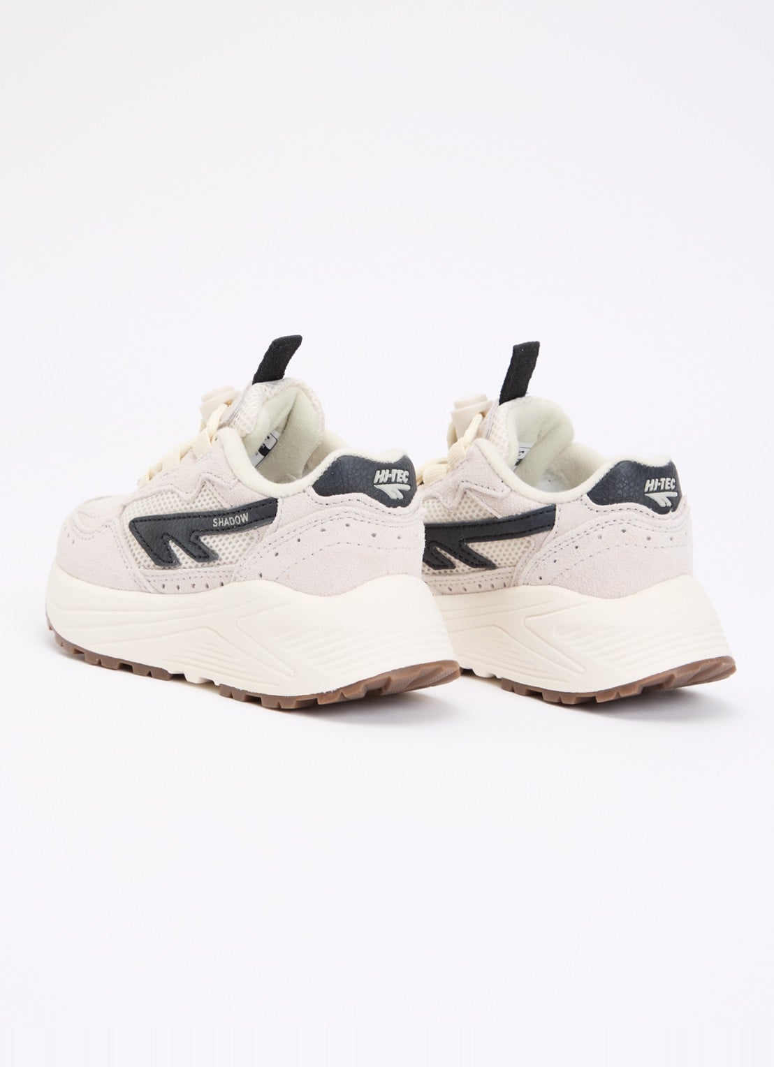 Hi-Tec HTS Kids Shadow Lace sneaker van suède met mesh details - achterkant gebroken wit