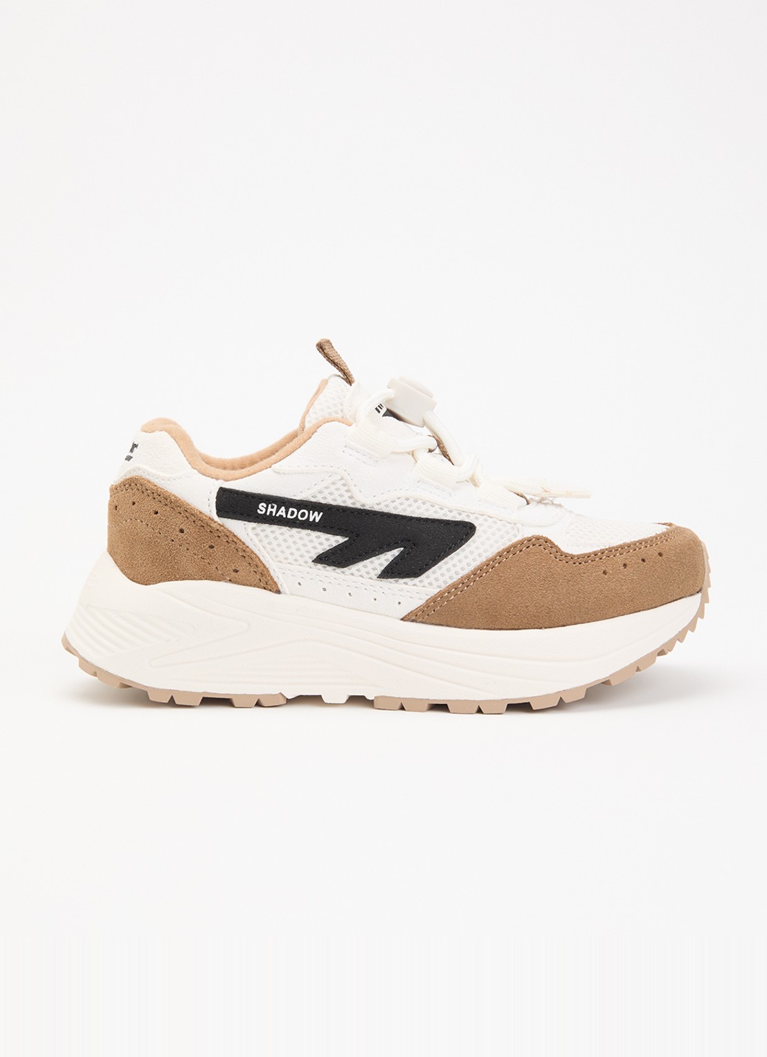 Hi-Tec HTS Kids Shadow Lace sneaker van suède met mesh details - voorkant naturel