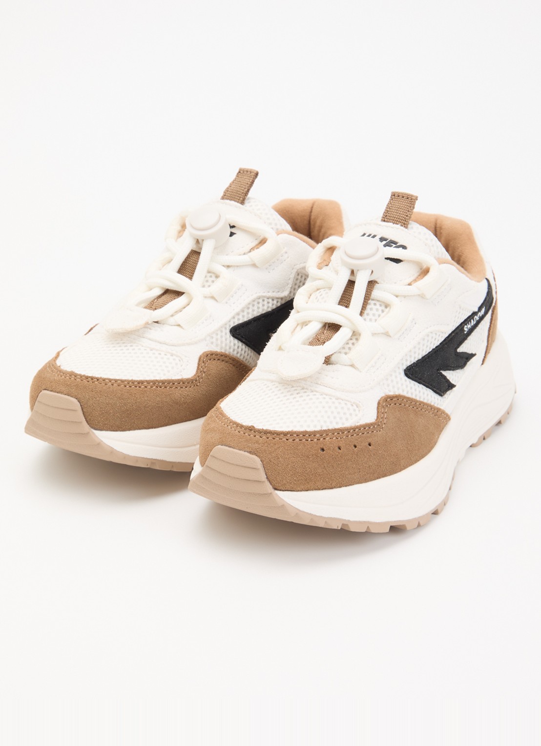 Hi-Tec HTS Kids Shadow Lace sneaker van suède met mesh details - voorkant 2 naturel