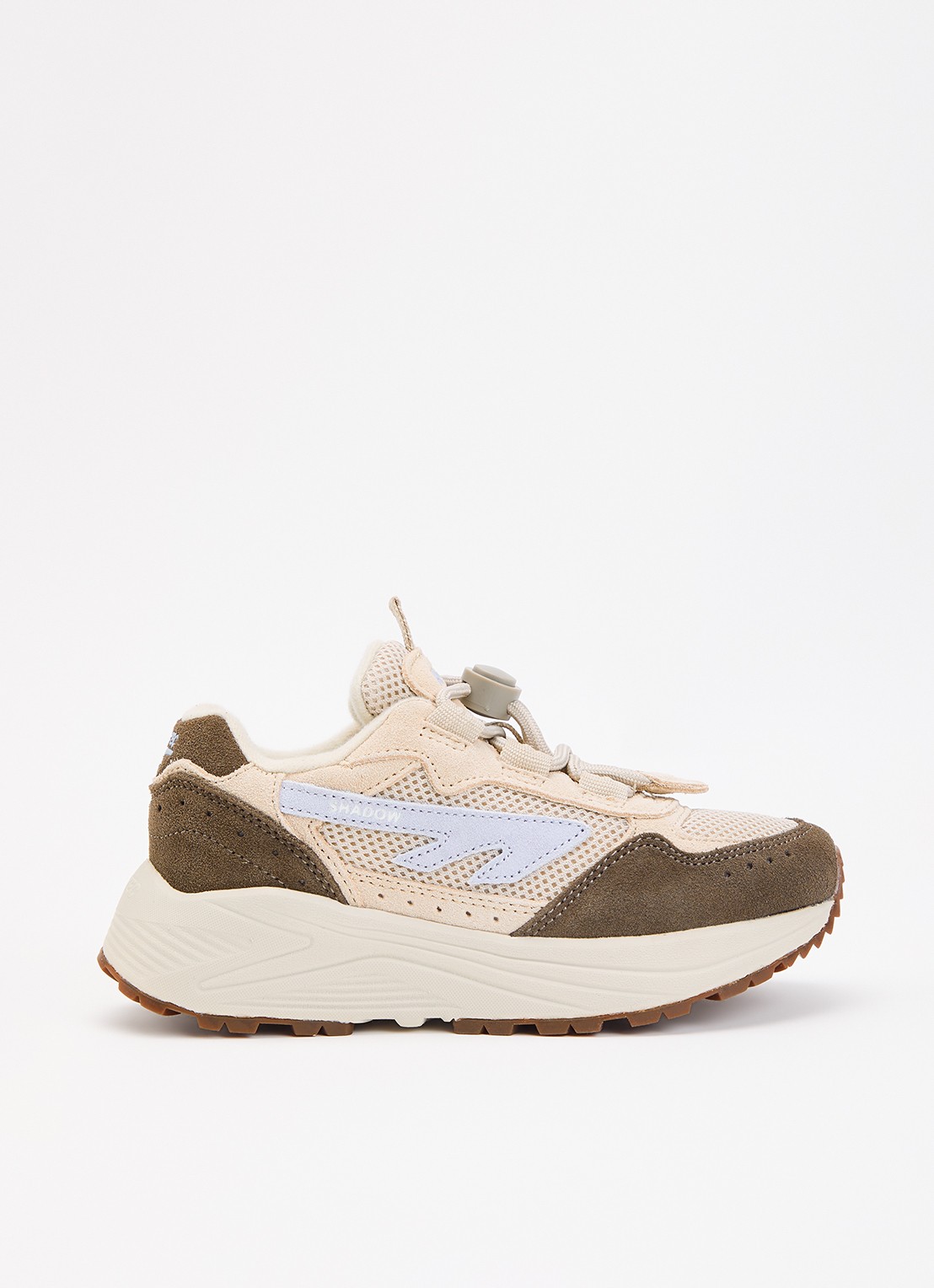 Hi-Tec HTS Kids Shadow Lace sneaker van suède met mesh details - voorkant beige