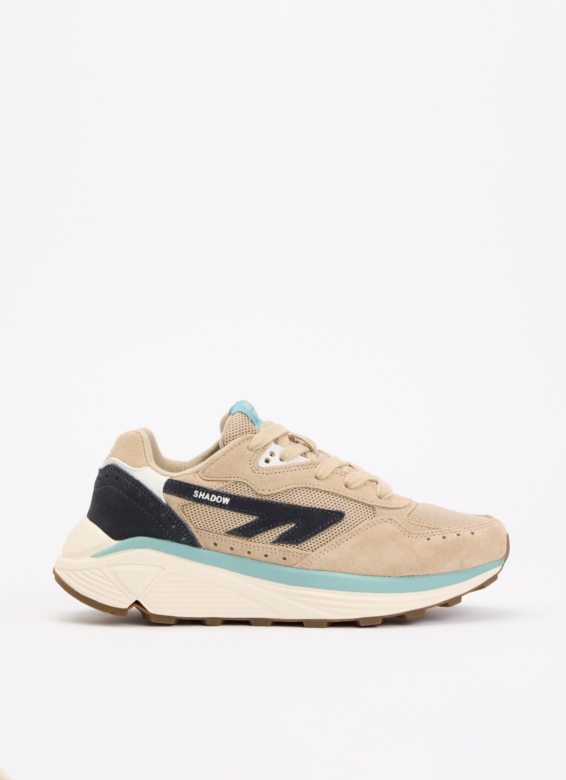 Hi-Tec HTS Shadow RGS sneaker van suède met details van mesh - voorkant 2 donkerbeige