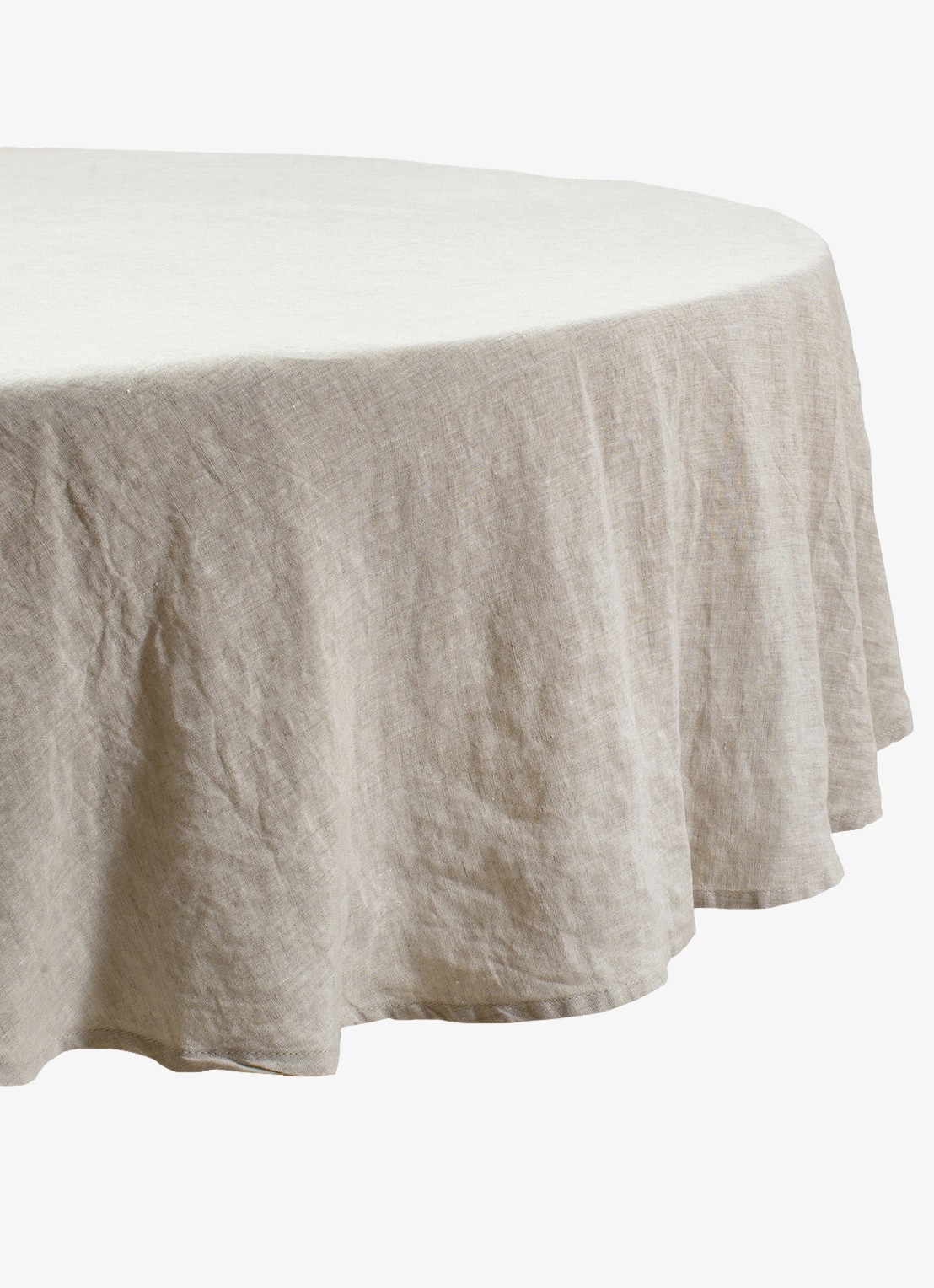 Himla Sunrise rond tafelkleed van linnen 160 cm - voorkant beige