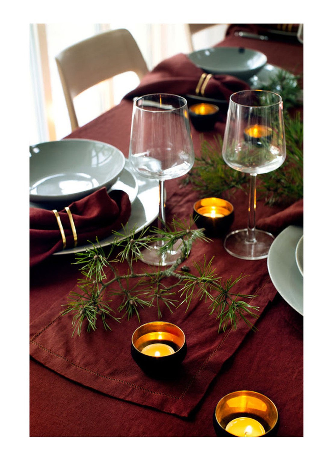 Himla Sunshine servet 45 x 45 cm set van 4 - detail 3 roodbruin
