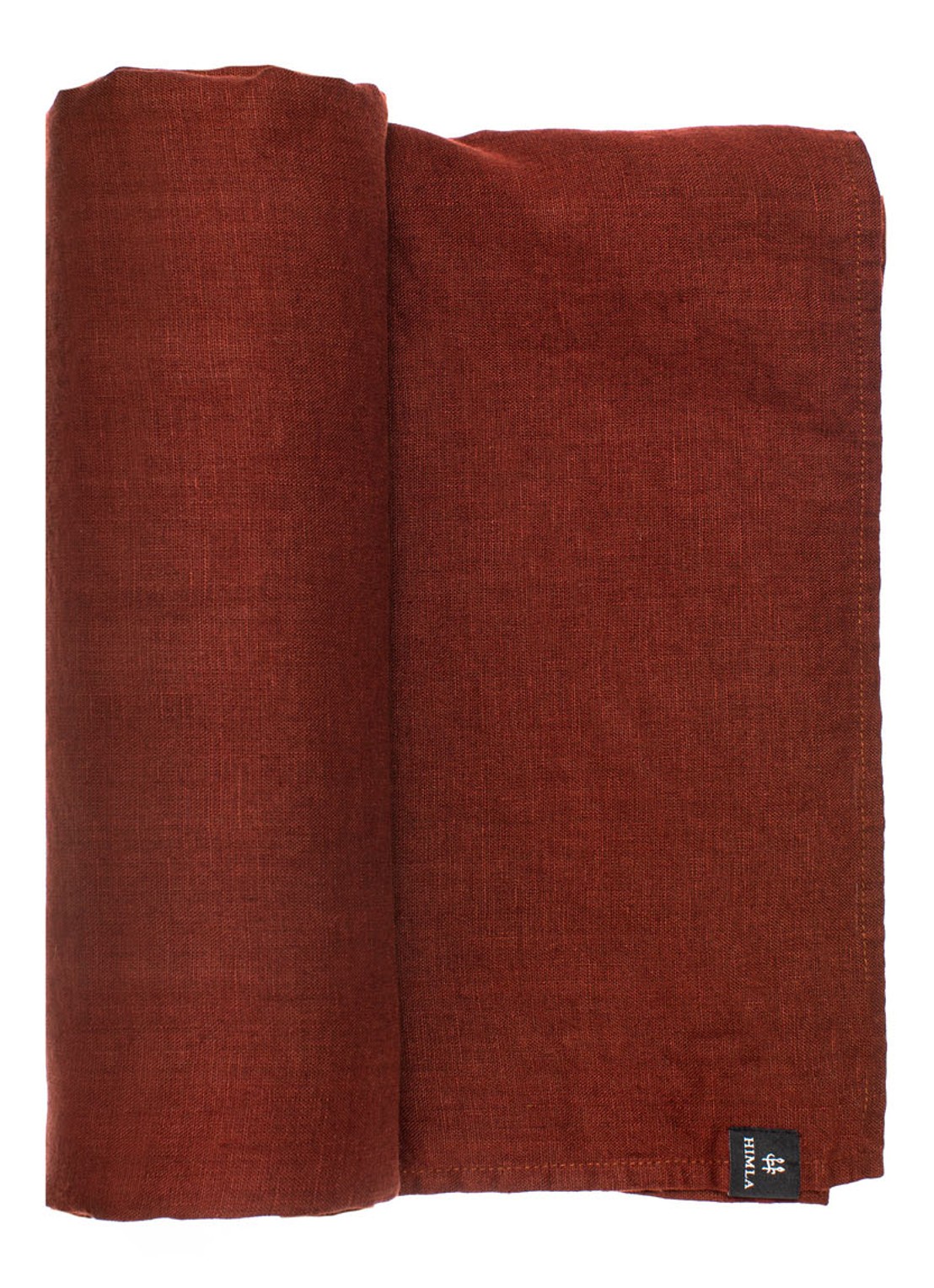 Himla Sunshine tafelkleed van linnen 250 x 145 cm - voorkant roodbruin