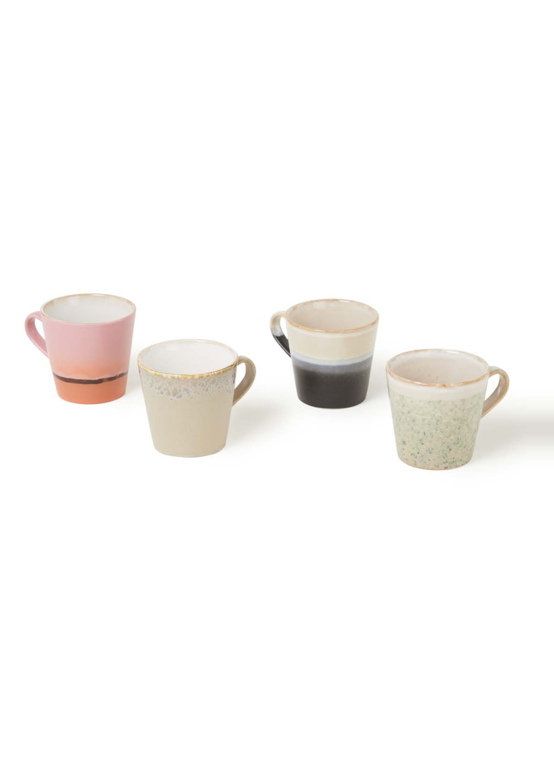 HKliving 70's Americano kopje 26 cl set van 4  - voorkant 3 multicolor