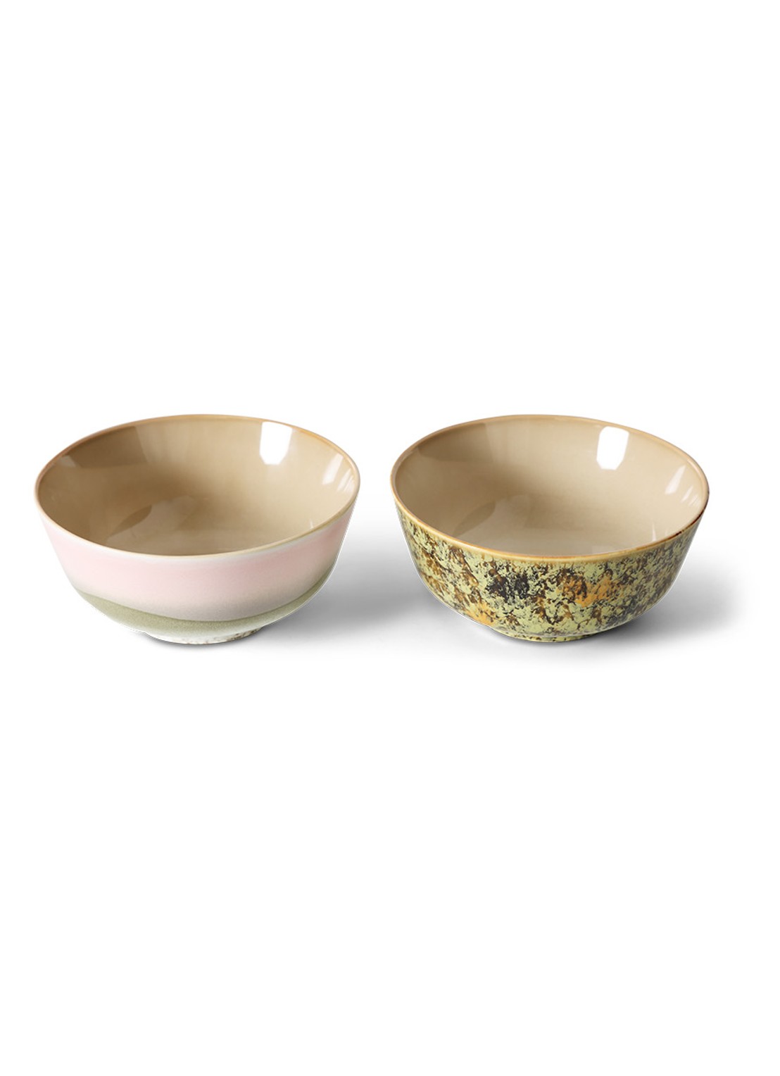 HKliving 70's Ascent kom 19 cm set van 2  - achterkant 6 beige