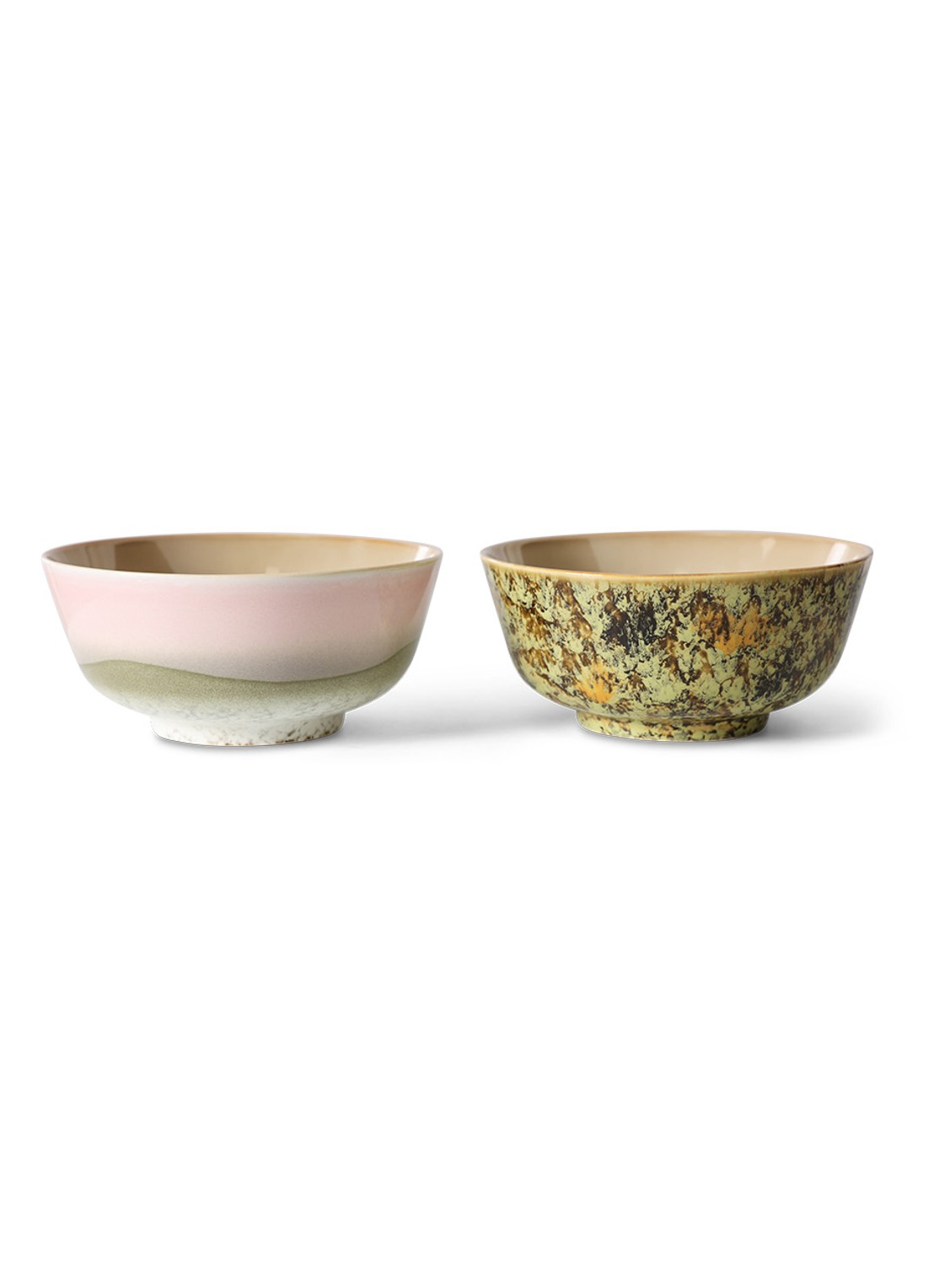 HKliving 70's Ascent kom 19 cm set van 2  - voorkant 2 beige