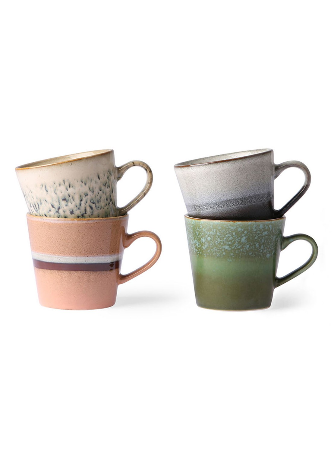 HKliving 70's cappuccino kop 30 cl set van 4 - detail 4 multicolor