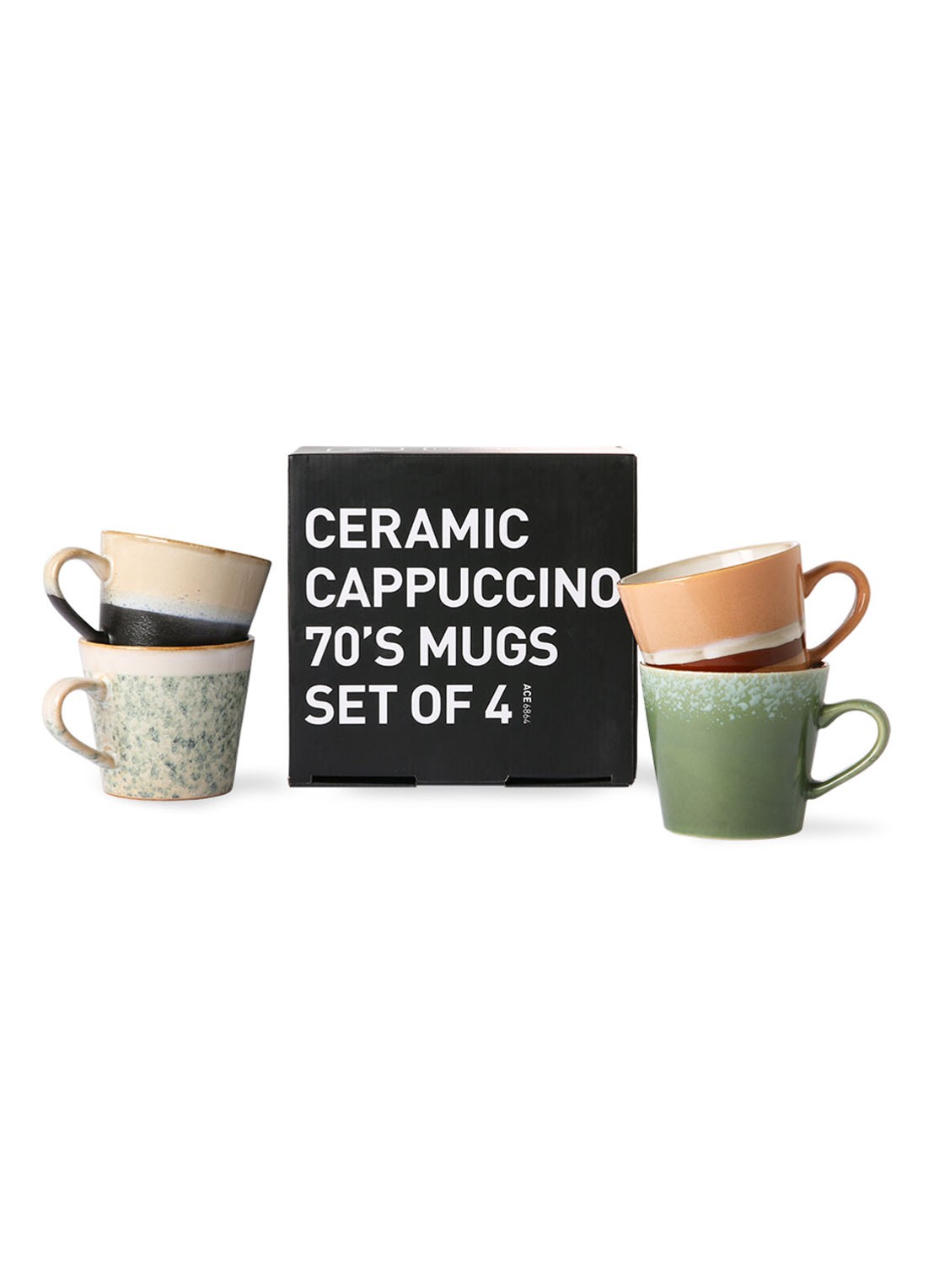 HKliving 70's cappuccino kop 30 cl set van 4 - detail 5 multicolor