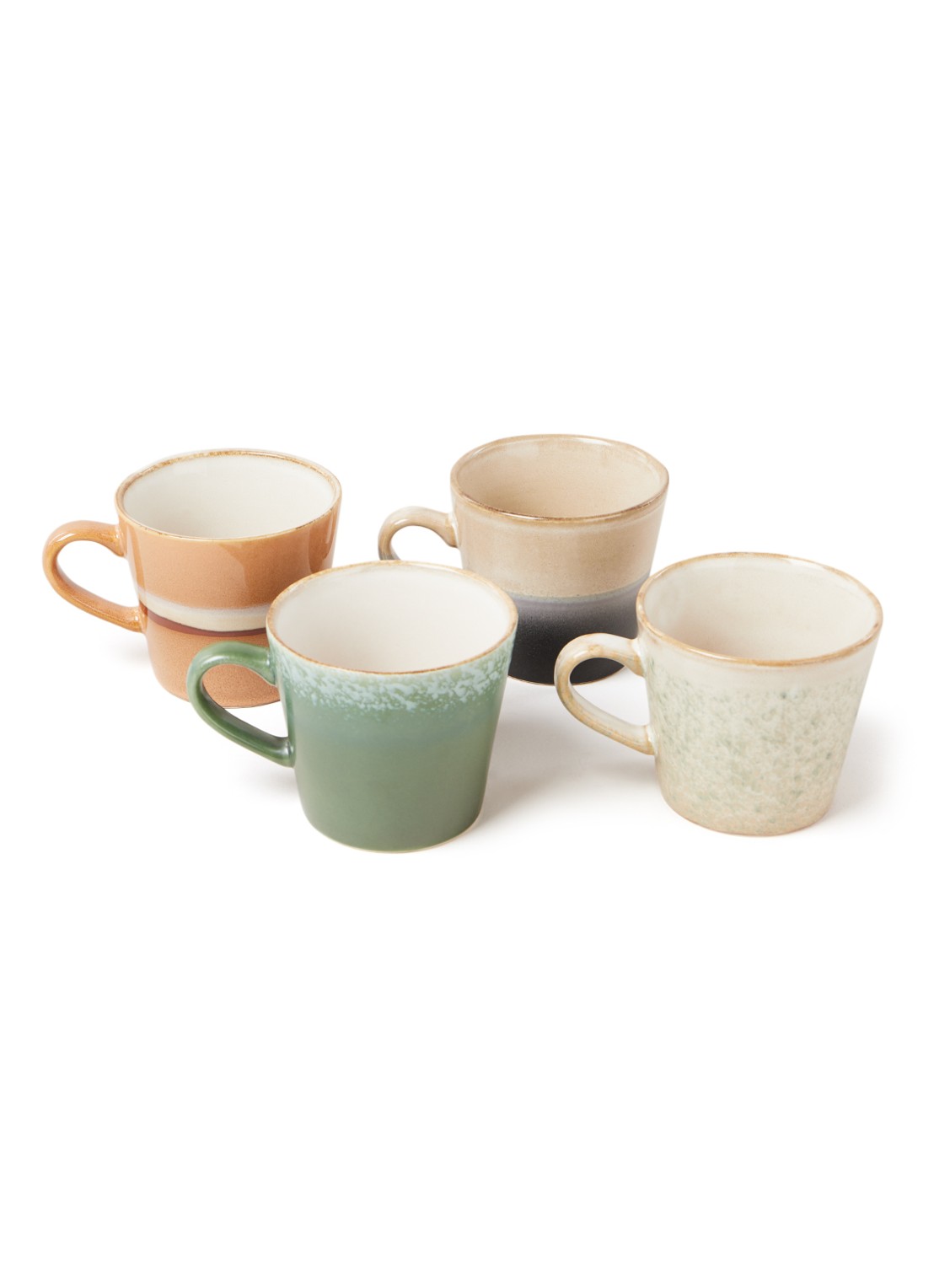 HKliving 70's cappuccino kop 30 cl set van 4 - voorkant multicolor