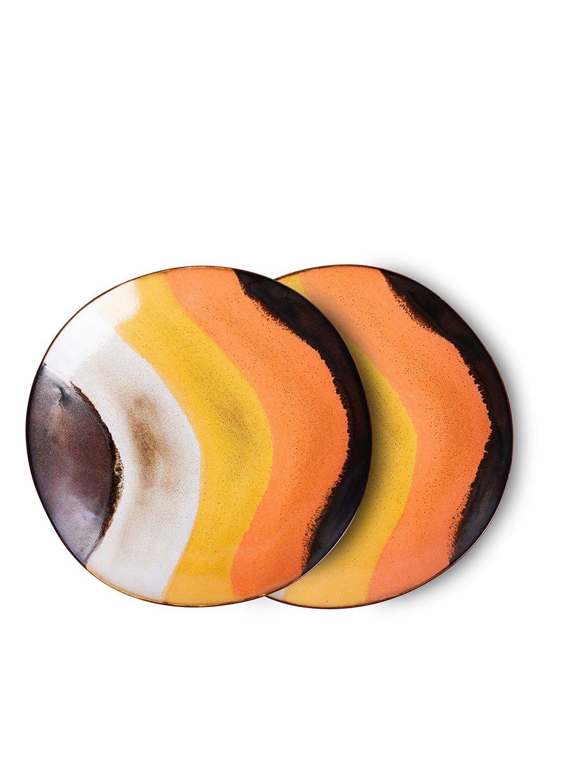 HKliving 70's Ceramics ontbijtbord 22 cm set van 2 - voorkant multicolor