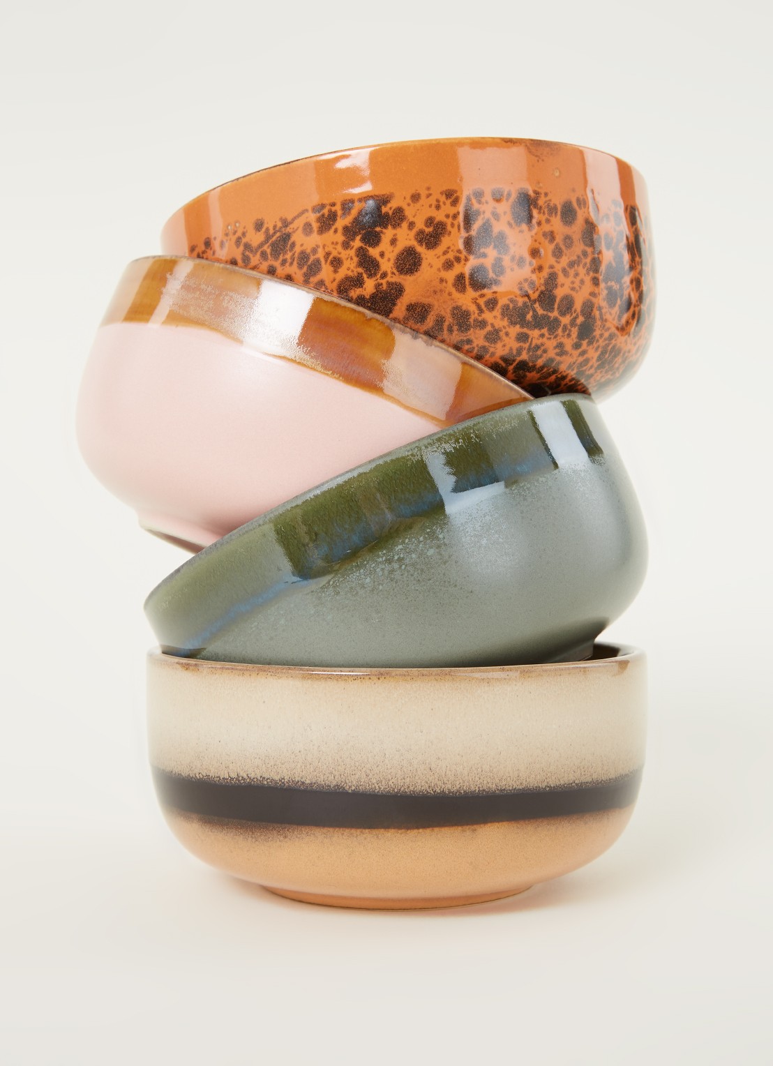 HKliving 70's dessert bowl kom set van 4 - detail 3 multicolor