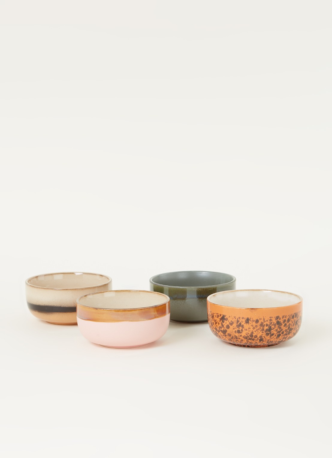 HKliving 70's dessert bowl kom set van 4 - voorkant 2 multicolor